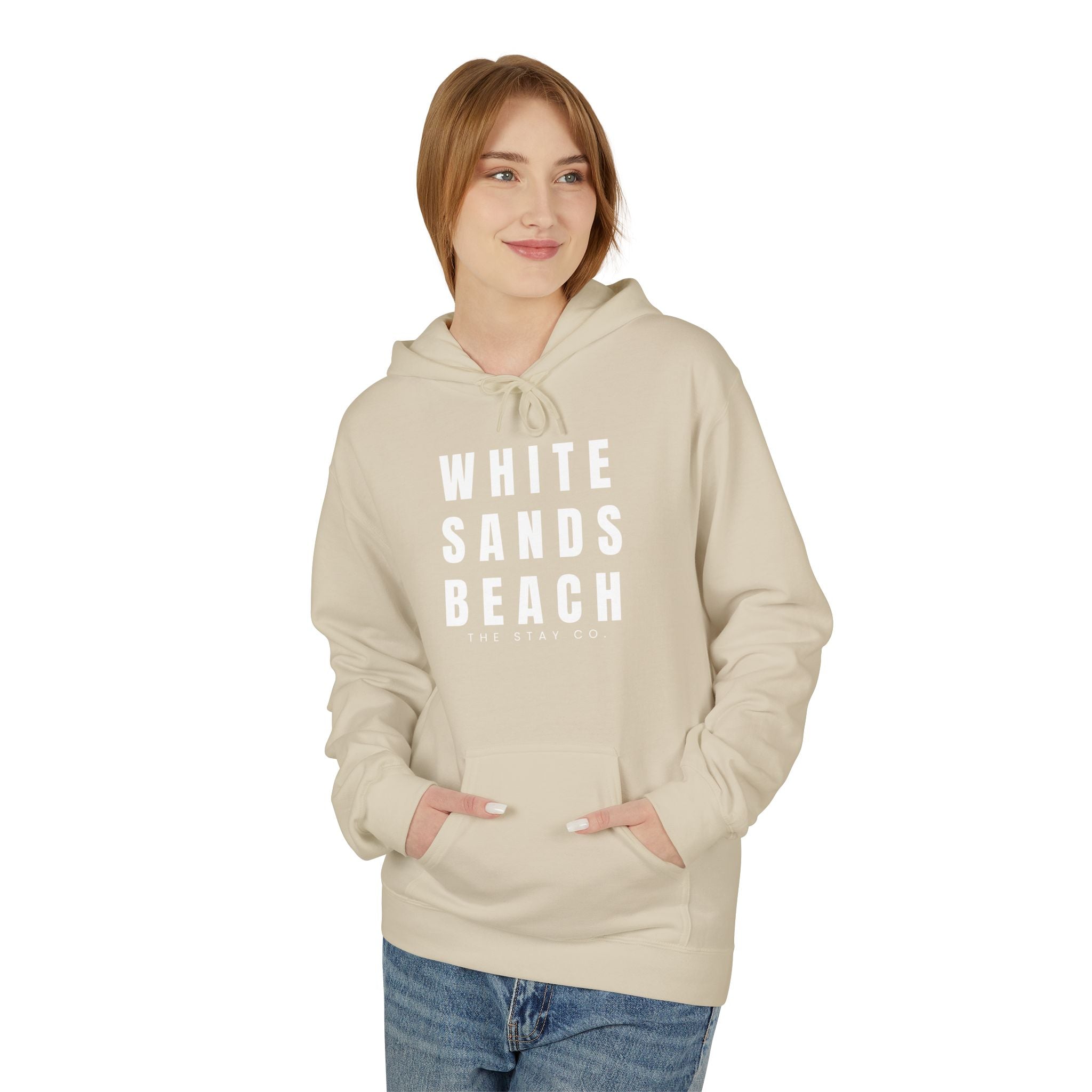 White Sands Beach Hoodie in White Writing