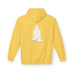 Adult- "Old Saybrook" (Front) Old Saybrook Light House (Back) - White Writing Hoodie