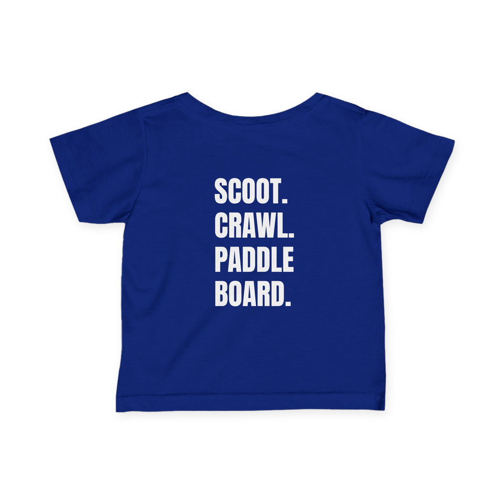 Infant- "Scoot. Crawl. Paddleboard." Adventure Tee- in white writing - Playful Baby Shirt for Active Explorers, Cute Toddler Gift, Fun Summer Wear, Baby Shower Present