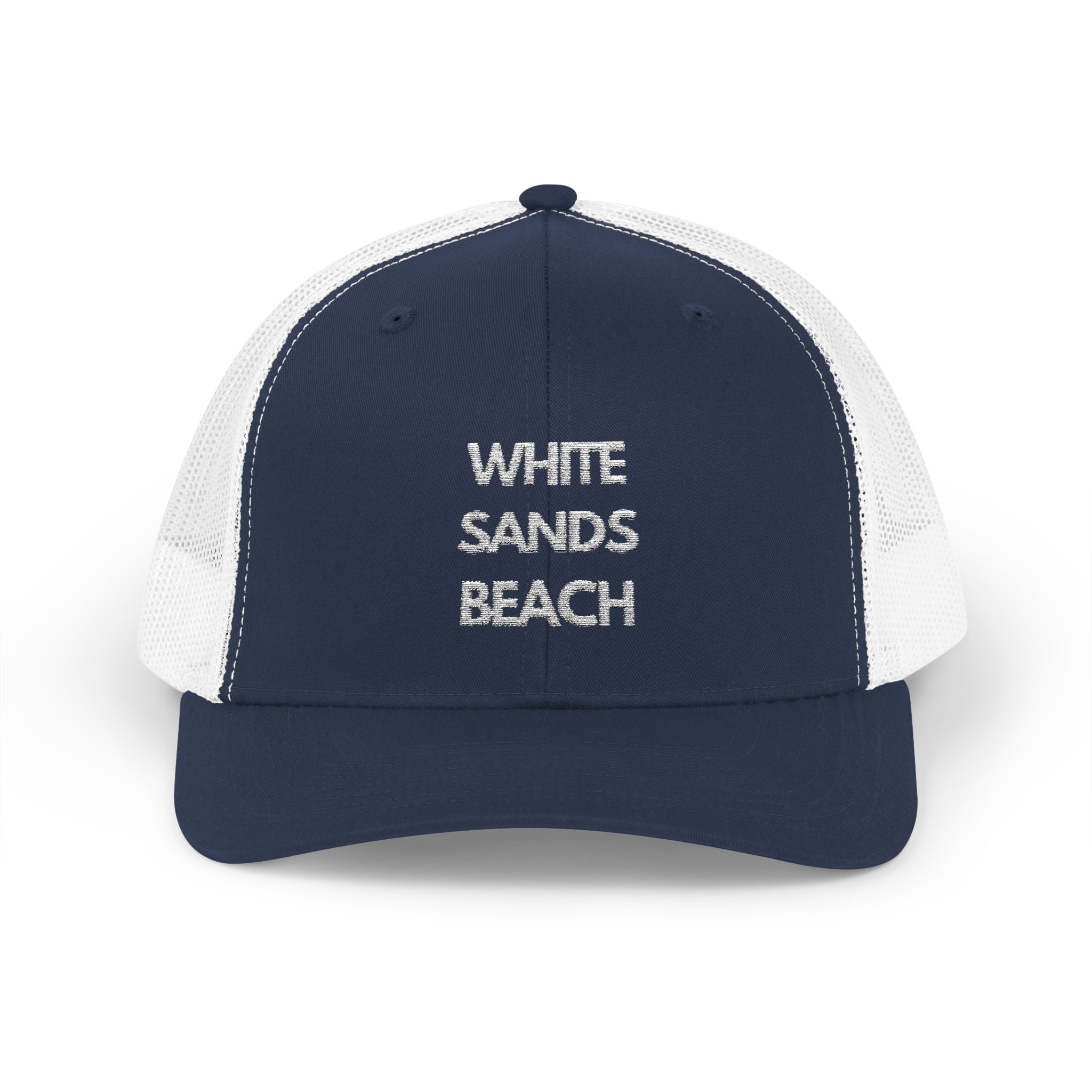 "White Sands Beach" - Snapback Trucker Cap - Perfect for Summer, Vacation, or Outdoor Events, Casual Style, Unisex Accessories, Gift Idea