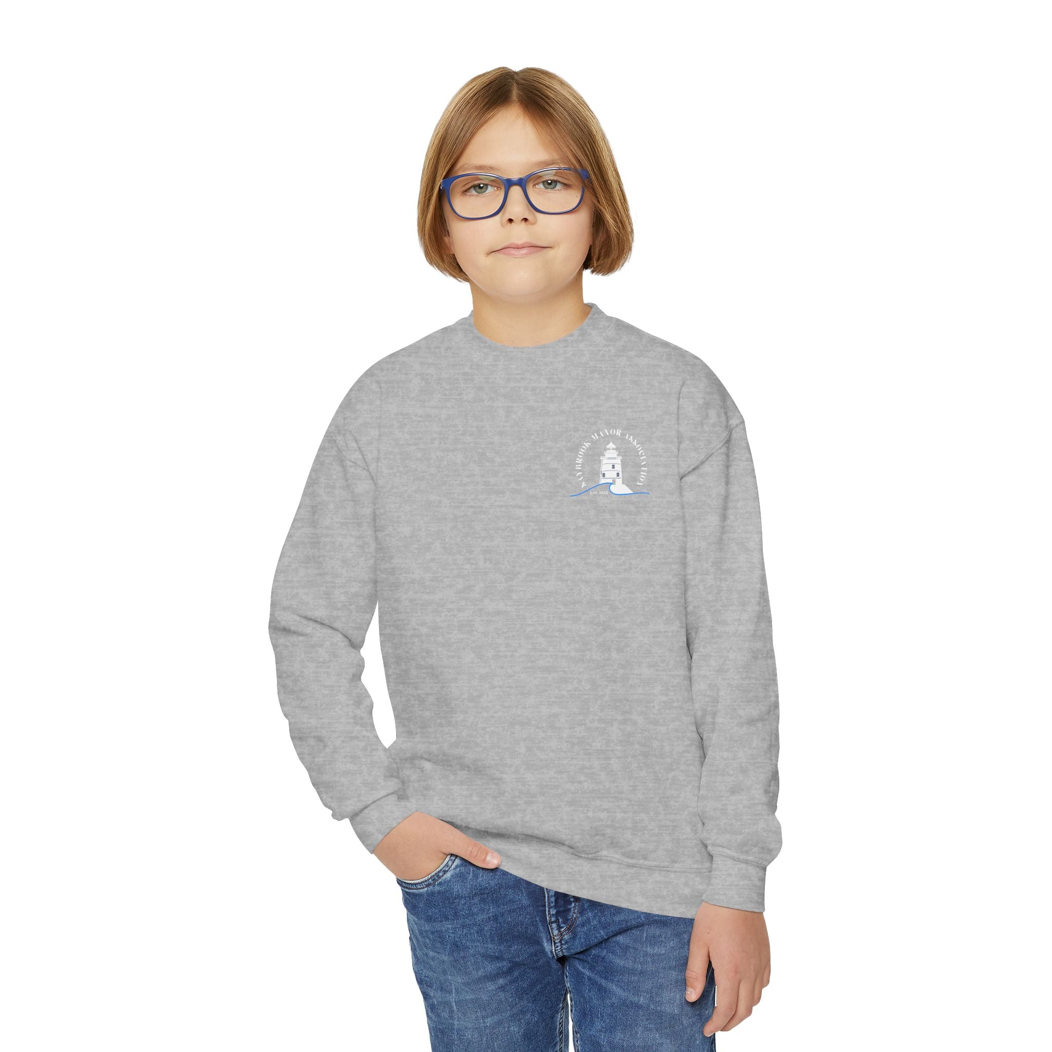 Youth-(XS-XL) Old Saybrook Crewneck With Association Logo On Front- White Writing