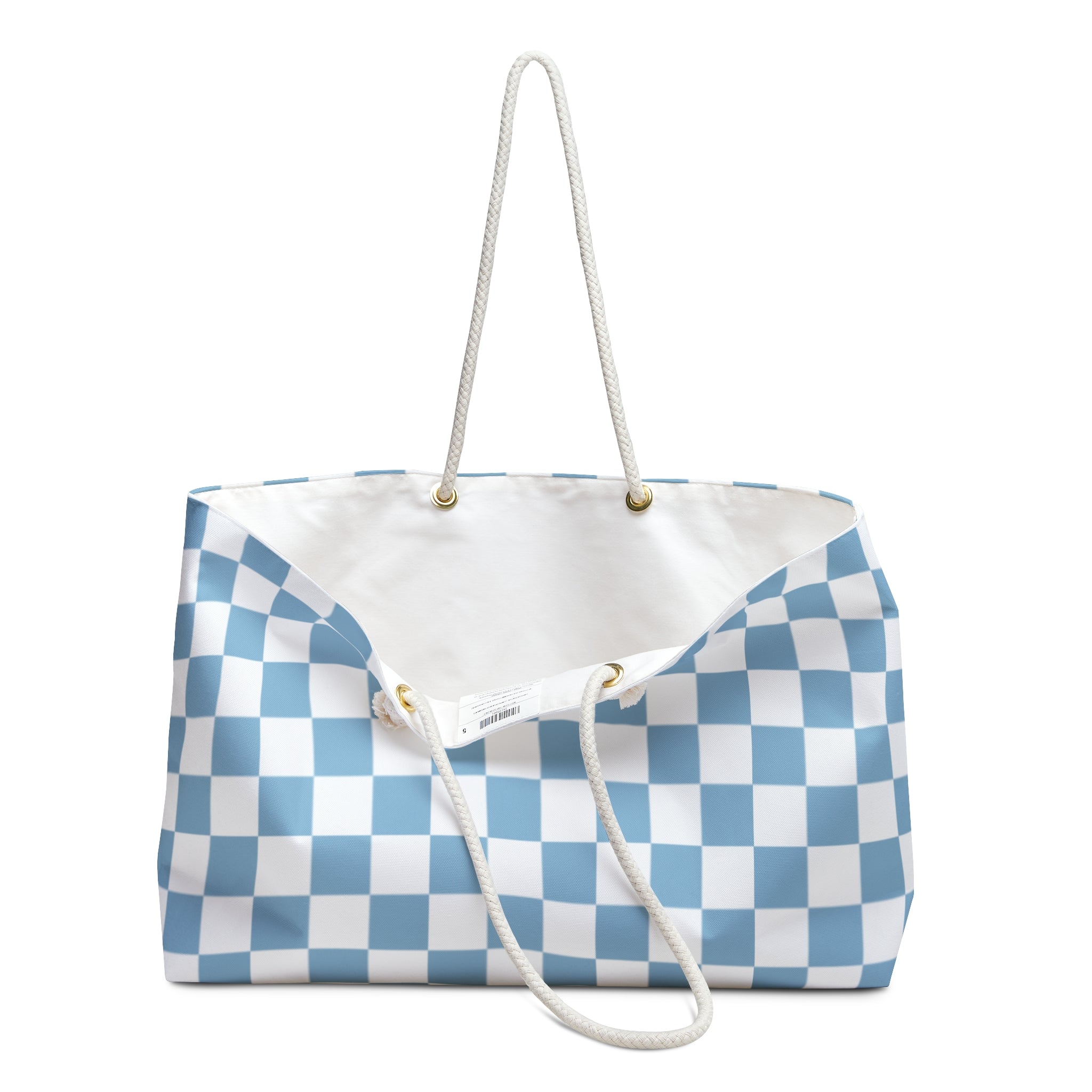 Chic Checkered Weekender Bag- In Blue Checkered | Stylish Travel Tote for Weekend Getaways, Gym, Beach, and Daily Errands