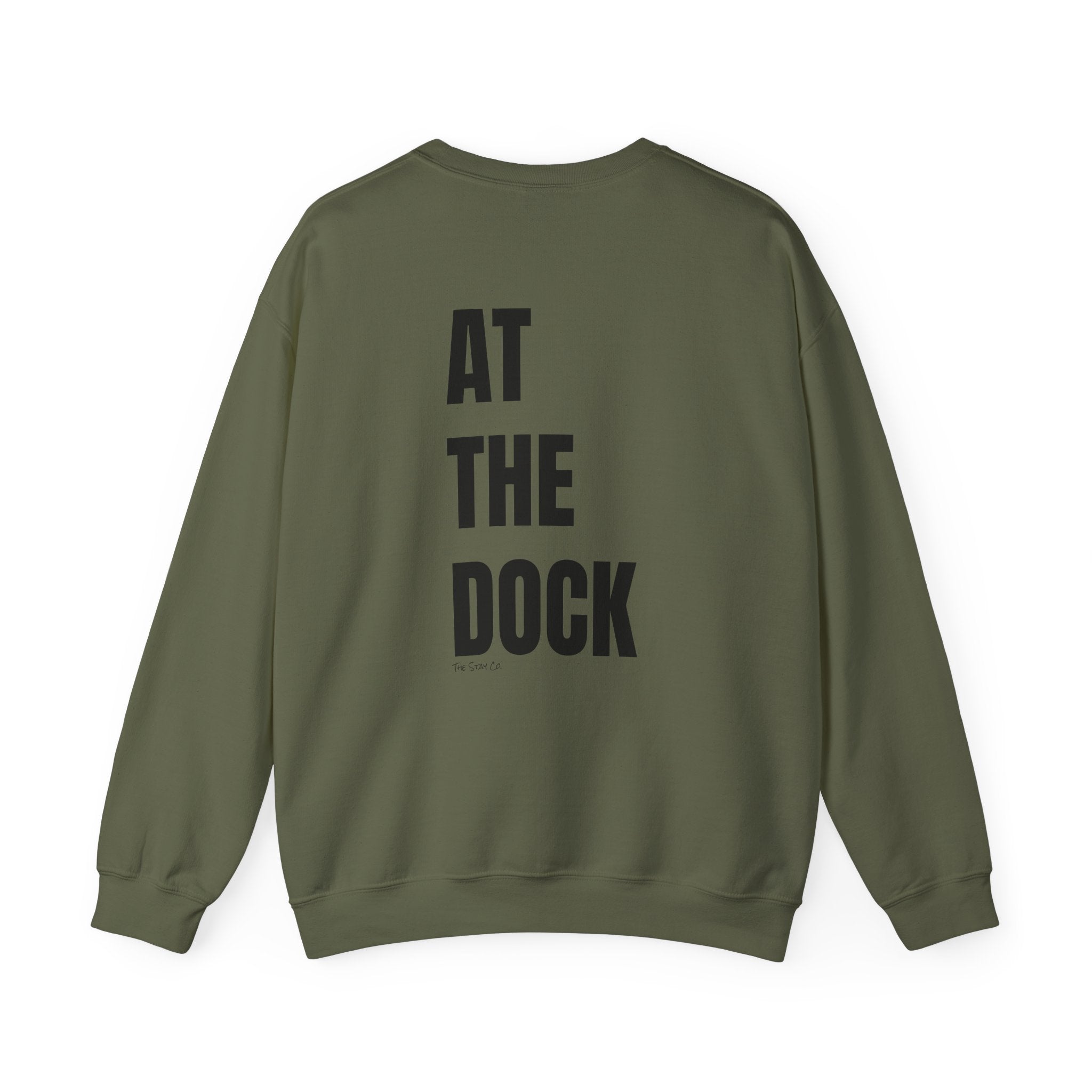 Adult- "Catch me" (Front) - "At The Dock" (Back) -Black Writing -Unisex Crewneck Sweatshirt