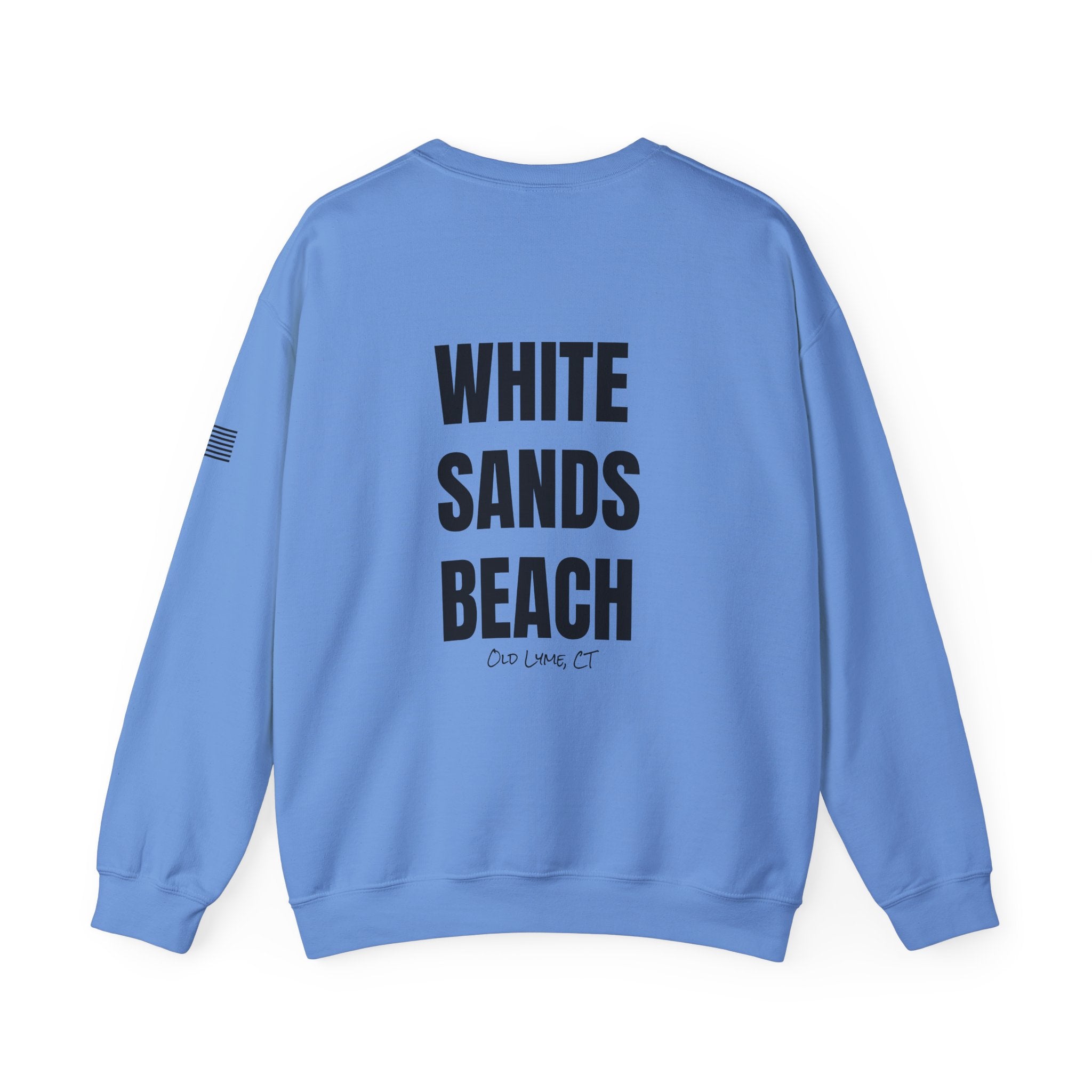 Adult- "Salty AF..." (Front) "White Sands Beach -Old Lyme, CT" (Back) With Flag on Sleeve- Unisex Crewneck