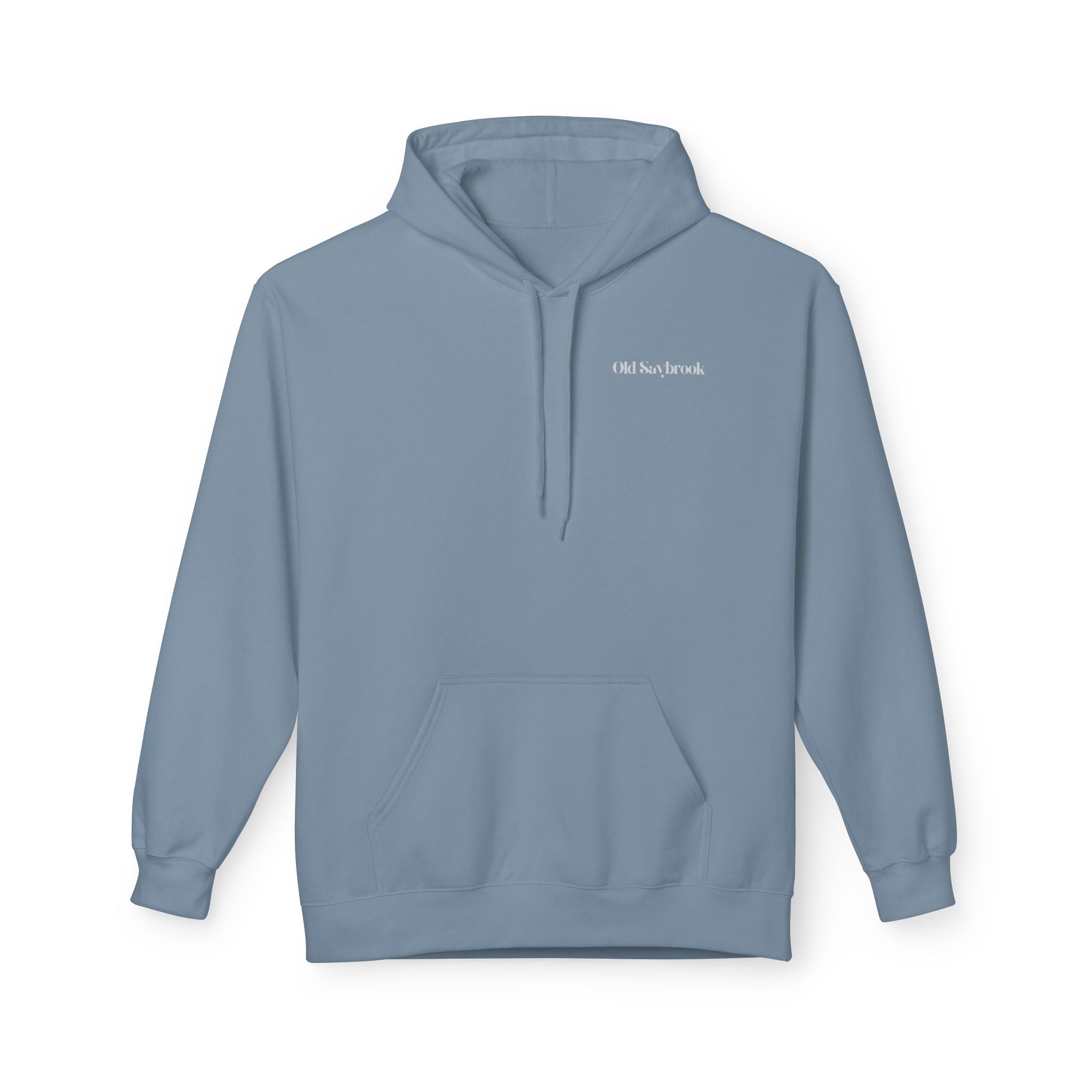 Adult- "Old Saybrook" (Front) Old Saybrook Light House (Back) - White Writing Hoodie
