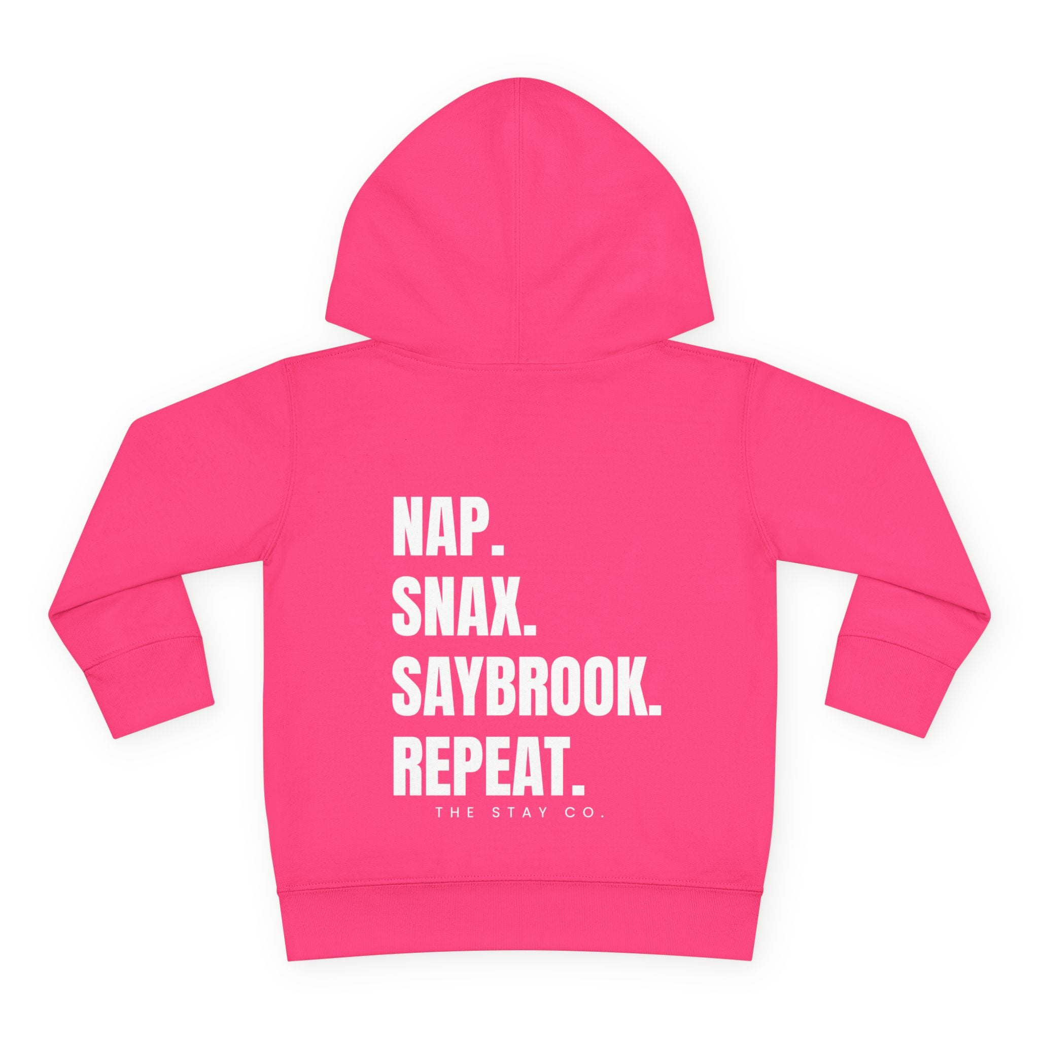 Toddler Hoodie- Saybrook Manor Association Logo on Front - "NAP. SNAX. SAYBROOK. REPEAT."