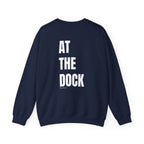 Adult- "Catch me" (Front) - "At The Dock" (Back) -White Writing -Unisex Crewneck Sweatshirt