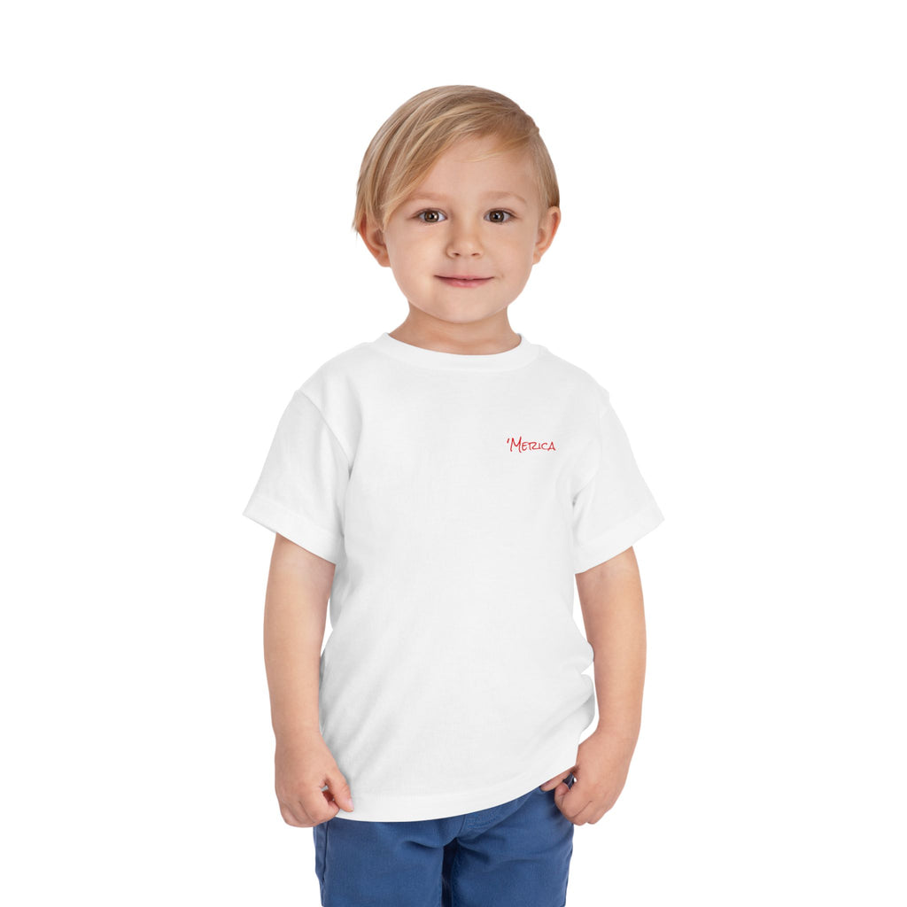 Toddler Short Sleeve - "Red, White & Dirt" (Back) "'Merica" (On Front) , Patriotic Celebrations, Kids' Summer Outfit