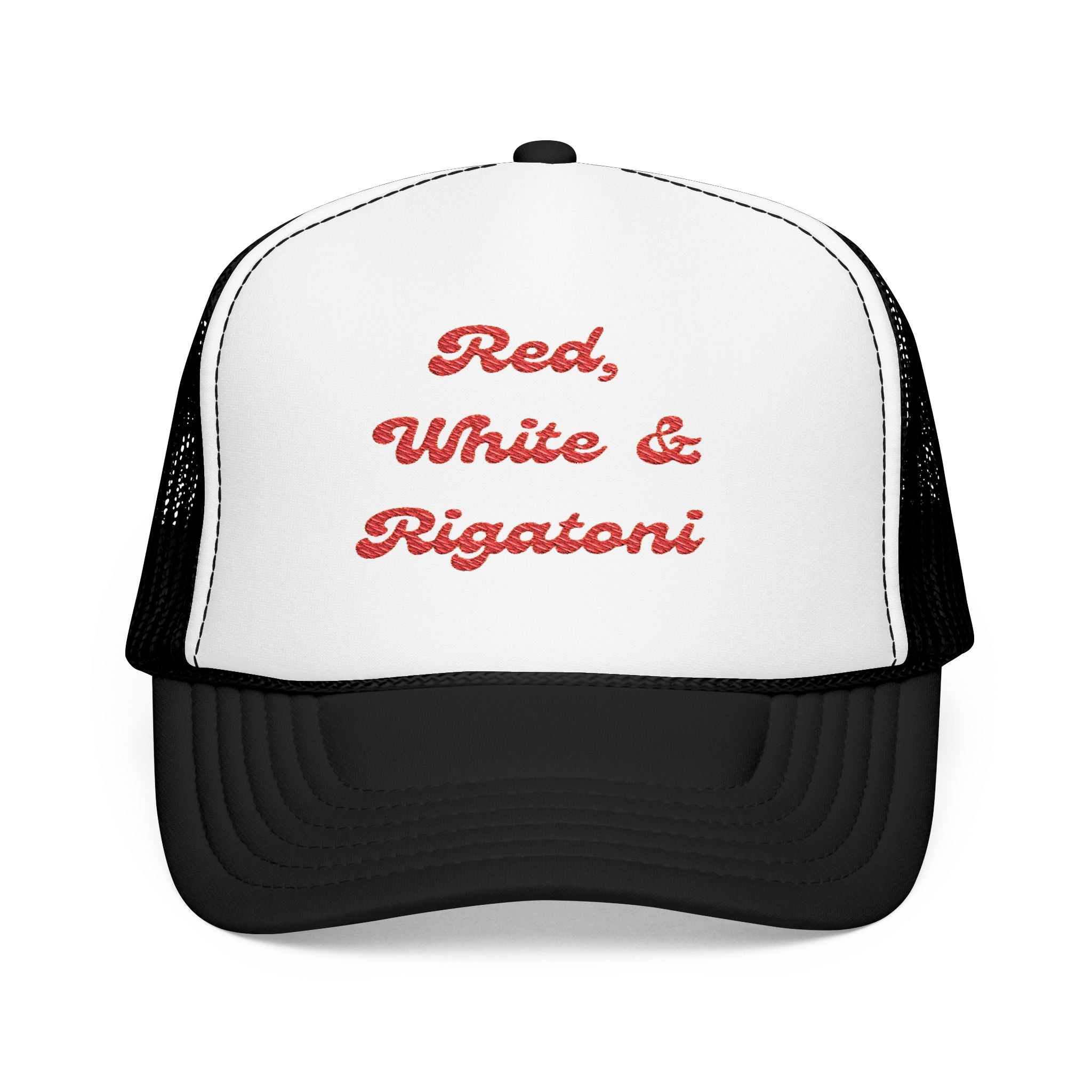 Red, White & Rigatoni- Foam Trucker Hat - Perfect for Food Lovers- Fourth of July- Italian- America