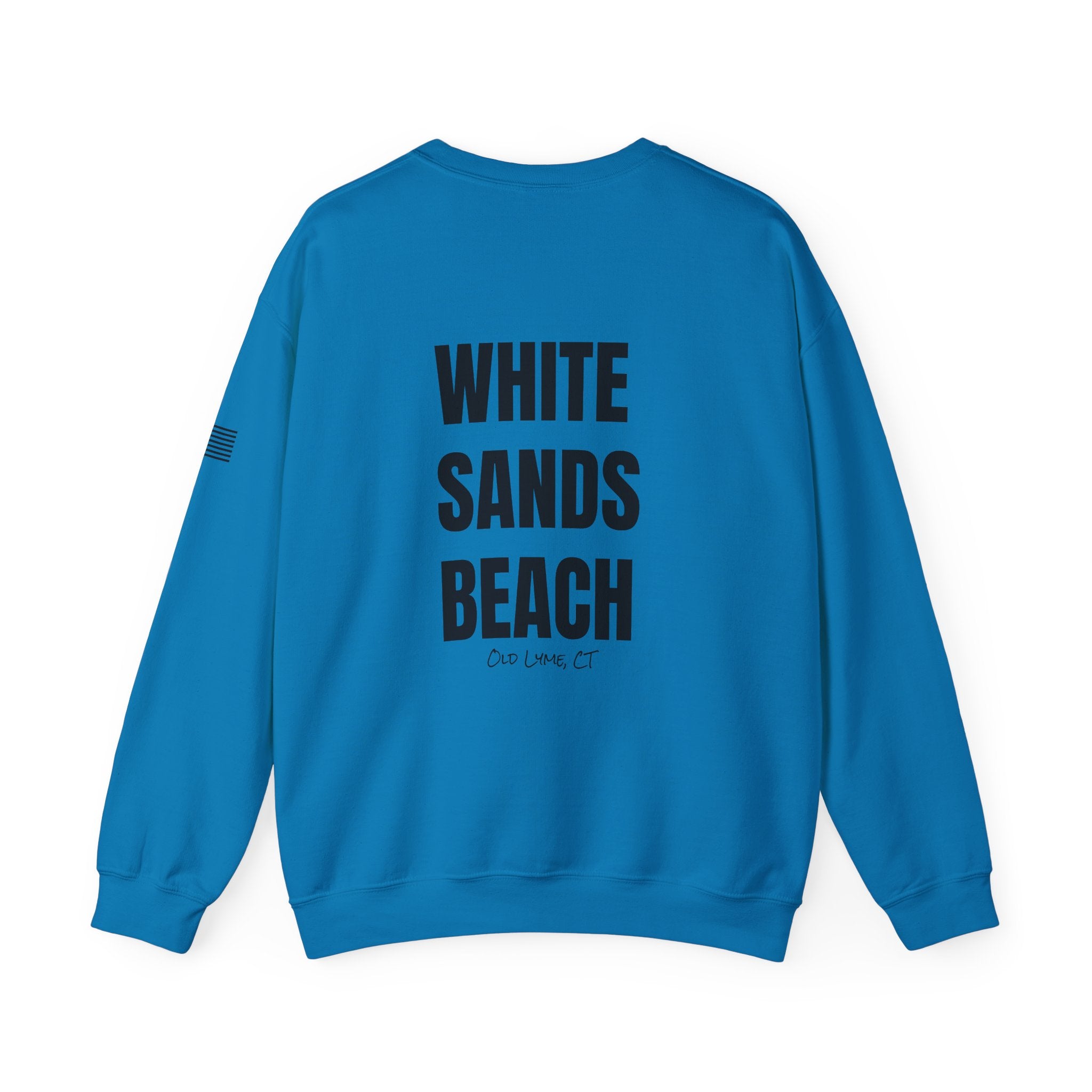 Adult- "Salty AF..." (Front) "White Sands Beach -Old Lyme, CT" (Back) With Flag on Sleeve- Unisex Crewneck