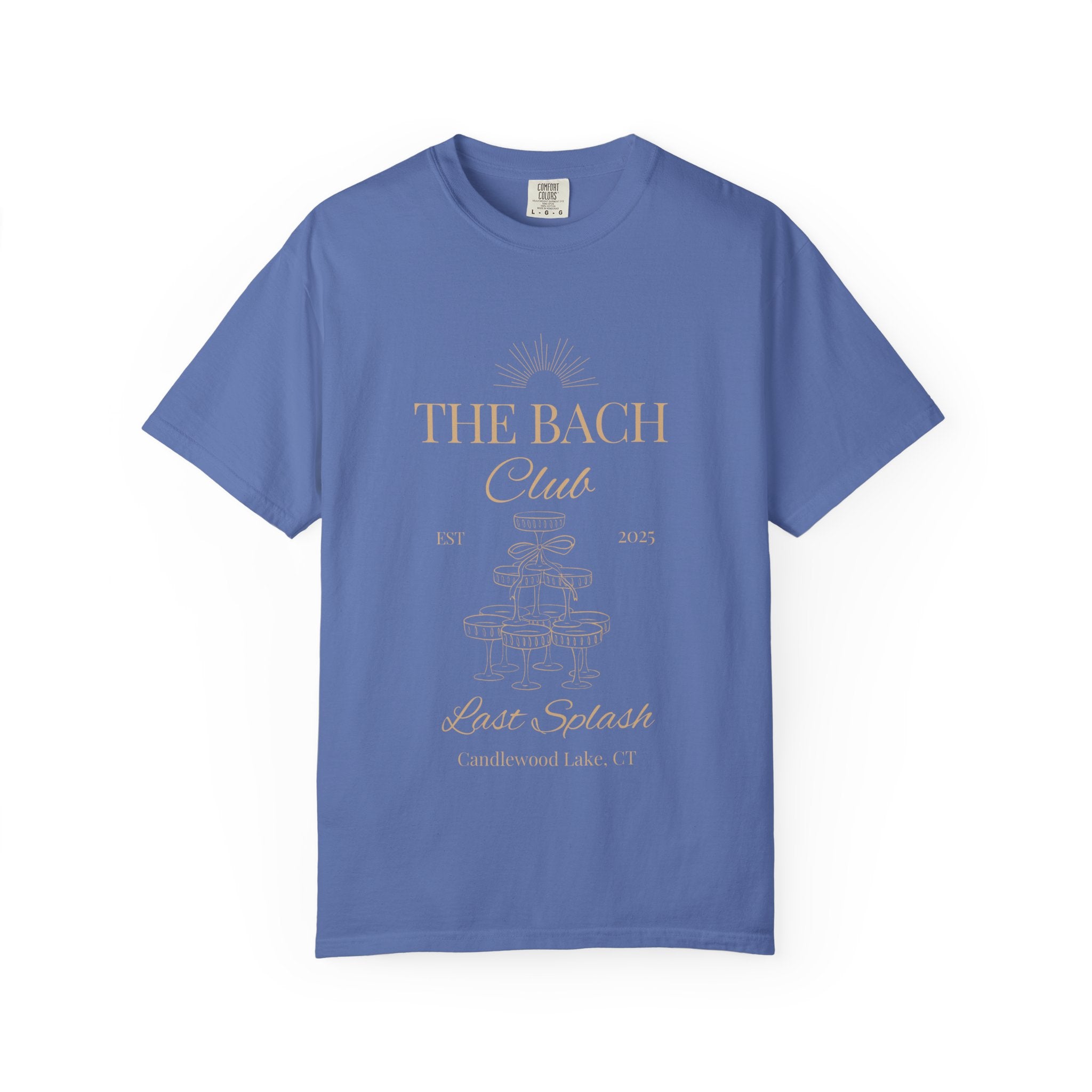 Matching "The Bach Club-Last Splash- Candlewood Lake" -In Beige Writing- Choose a Color Shirt- Perfect for Bachelorette and Wedding Parties- Unisex Vacation Top, Sailor Humor Apparel