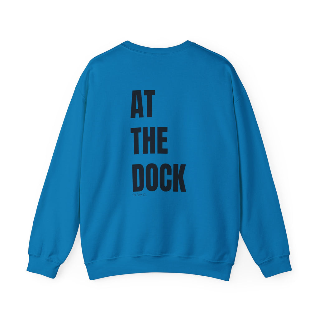 Adult- "Catch me" (Front) - "At The Dock" (Back) -Black Writing -Unisex Crewneck Sweatshirt