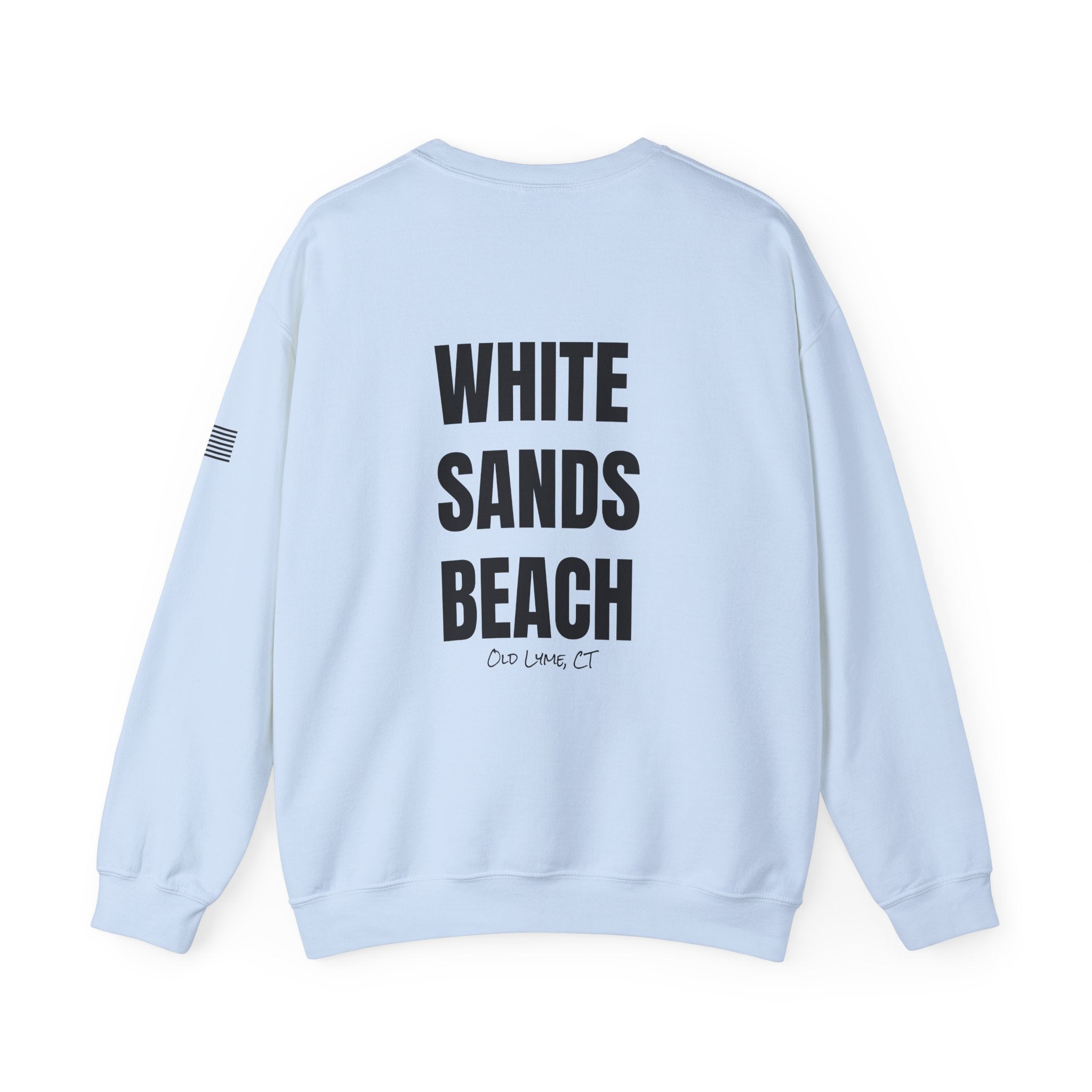 Adult- "Salty AF..." (Front) "White Sands Beach -Old Lyme, CT" (Back) With Flag on Sleeve- Unisex Crewneck