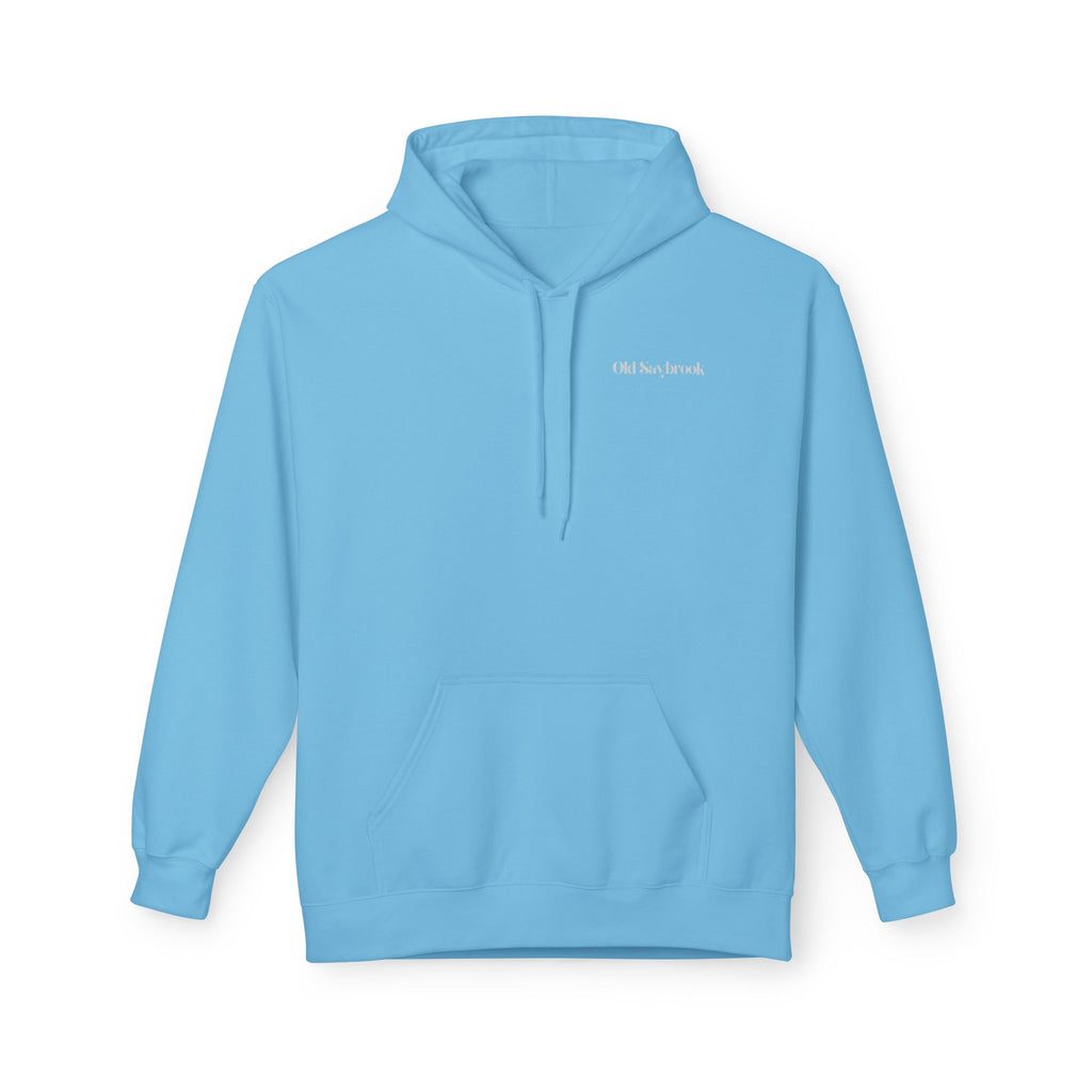 Adult- "Old Saybrook" (Front) Old Saybrook Light House (Back) - White Writing Hoodie