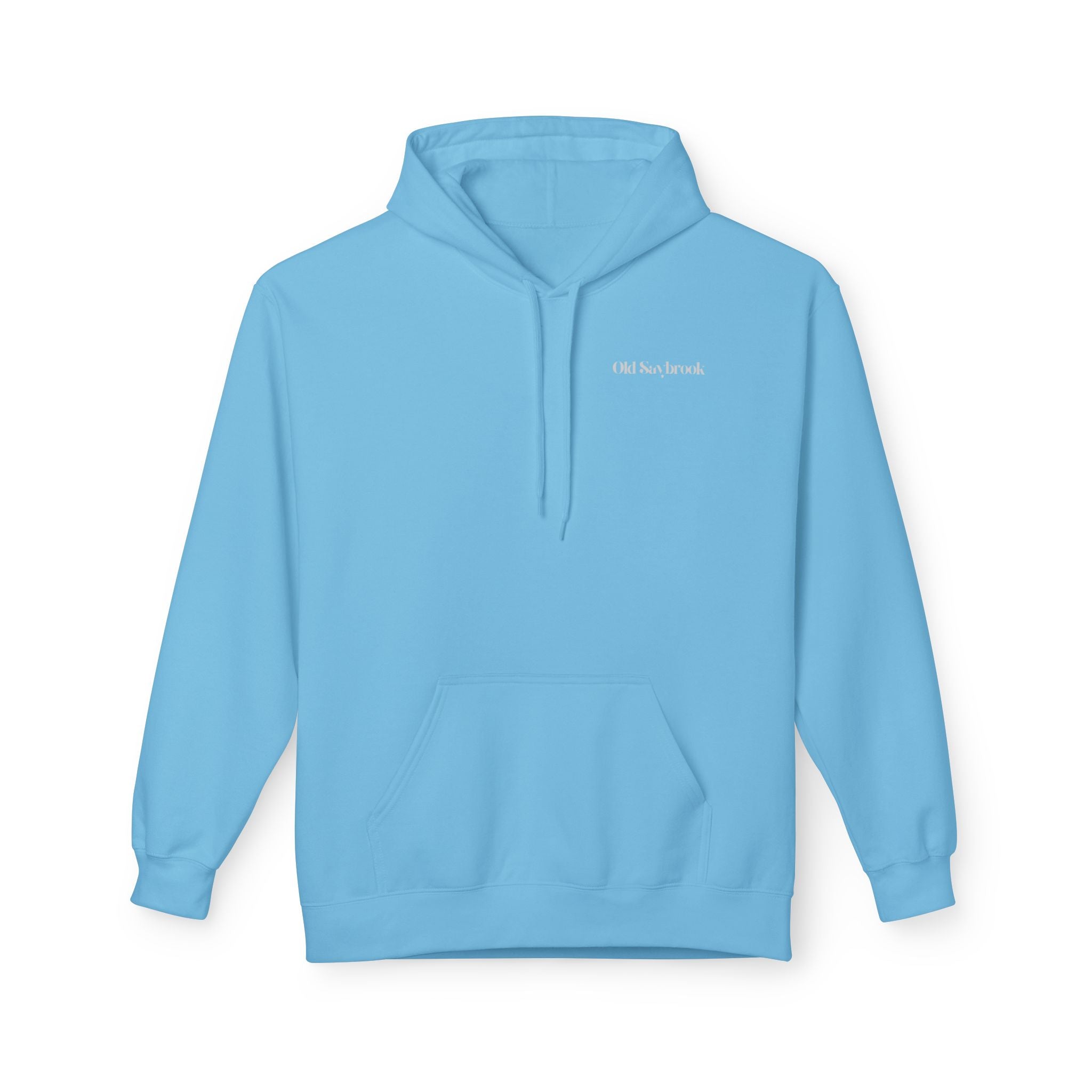 Adult- "Old Saybrook" (Front) Old Saybrook Light House (Back) - White Writing Hoodie