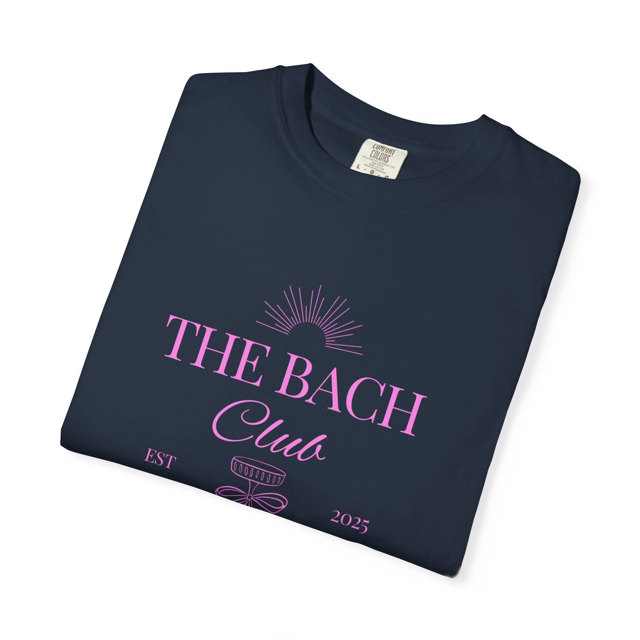 Matching "The Bach Club -Last Splash- Candlewood Lake" -T-Shirt in Pink Writing- Choose a Color- Perfect for Bachelorette and Wedding Parties- Unisex Vacation Top, Sailor Humor Apparel
