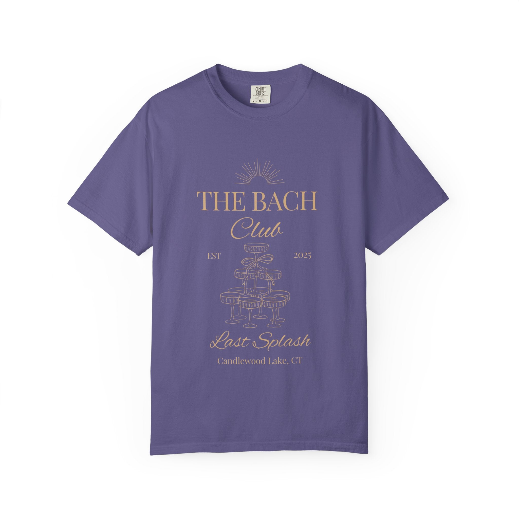 Matching "The Bach Club-Last Splash- Candlewood Lake" -In Beige Writing- Choose a Color Shirt- Perfect for Bachelorette and Wedding Parties- Unisex Vacation Top, Sailor Humor Apparel