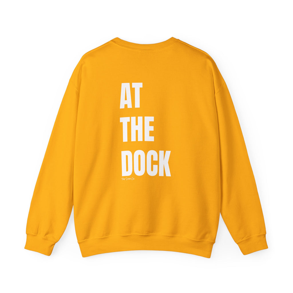 Adult- "Catch me" (Front) - "At The Dock" (Back) -White Writing -Unisex Crewneck Sweatshirt