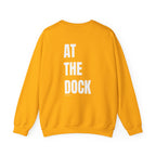Adult- "Catch me" (Front) - "At The Dock" (Back) -White Writing -Unisex Crewneck Sweatshirt