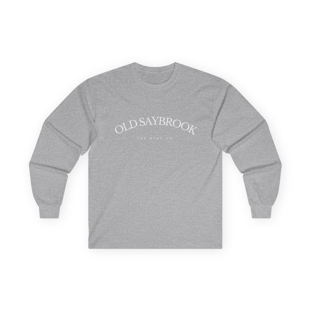 Old Saybrook Long Sleeve Tee With Light House on Back