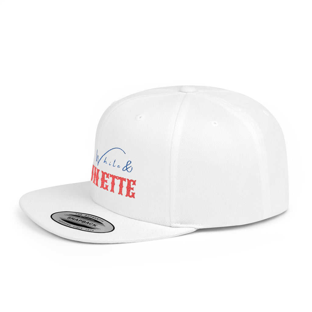"Red, White & Brunette" Stylish Flat Bill Snapback Hat - Perfect Gift for Brunettes, Casual Outfits, Outdoor Events, Seasonal Fashion, Trendy Accessories