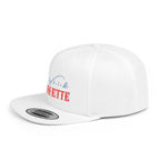 "Red, White & Brunette" Stylish Flat Bill Snapback Hat - Perfect Gift for Brunettes, Casual Outfits, Outdoor Events, Seasonal Fashion, Trendy Accessories