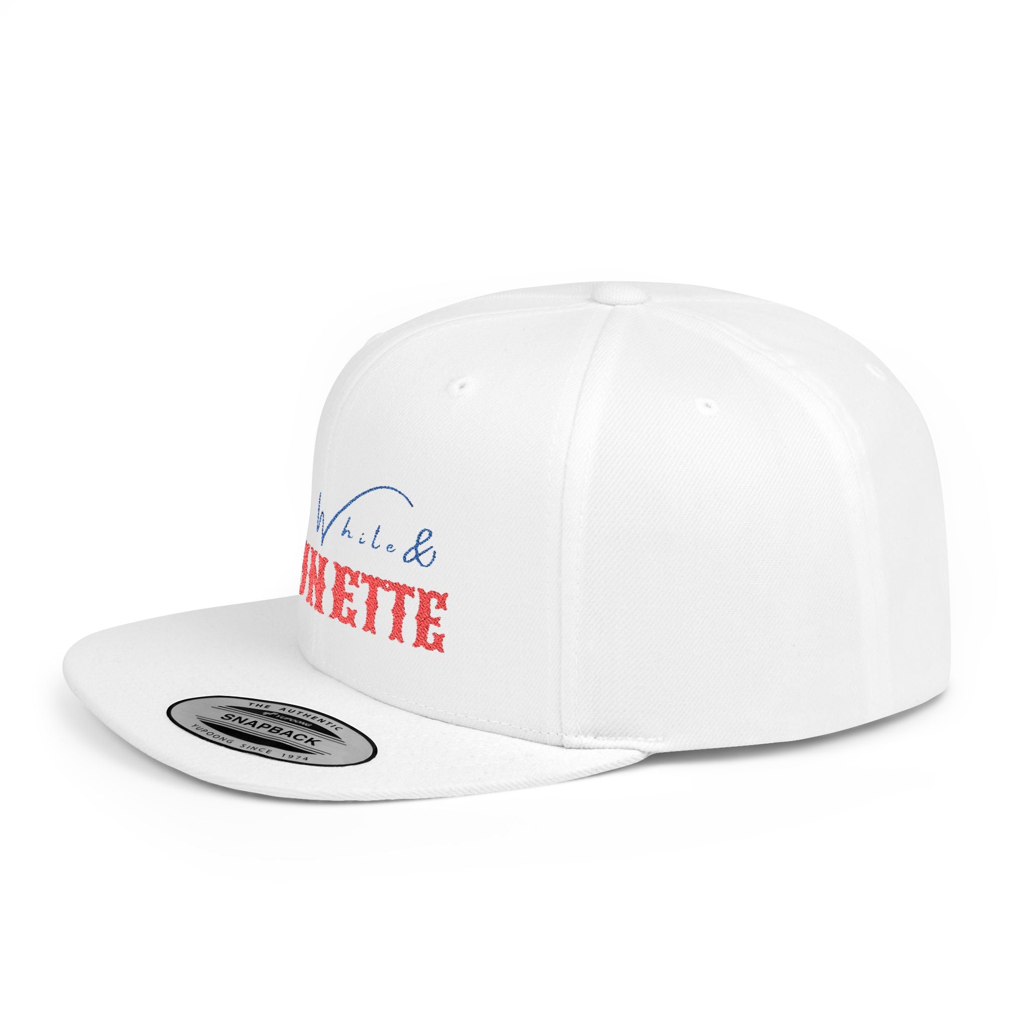 "Red, White & Brunette" Stylish Flat Bill Snapback Hat - Perfect Gift for Brunettes, Casual Outfits, Outdoor Events, Seasonal Fashion, Trendy Accessories