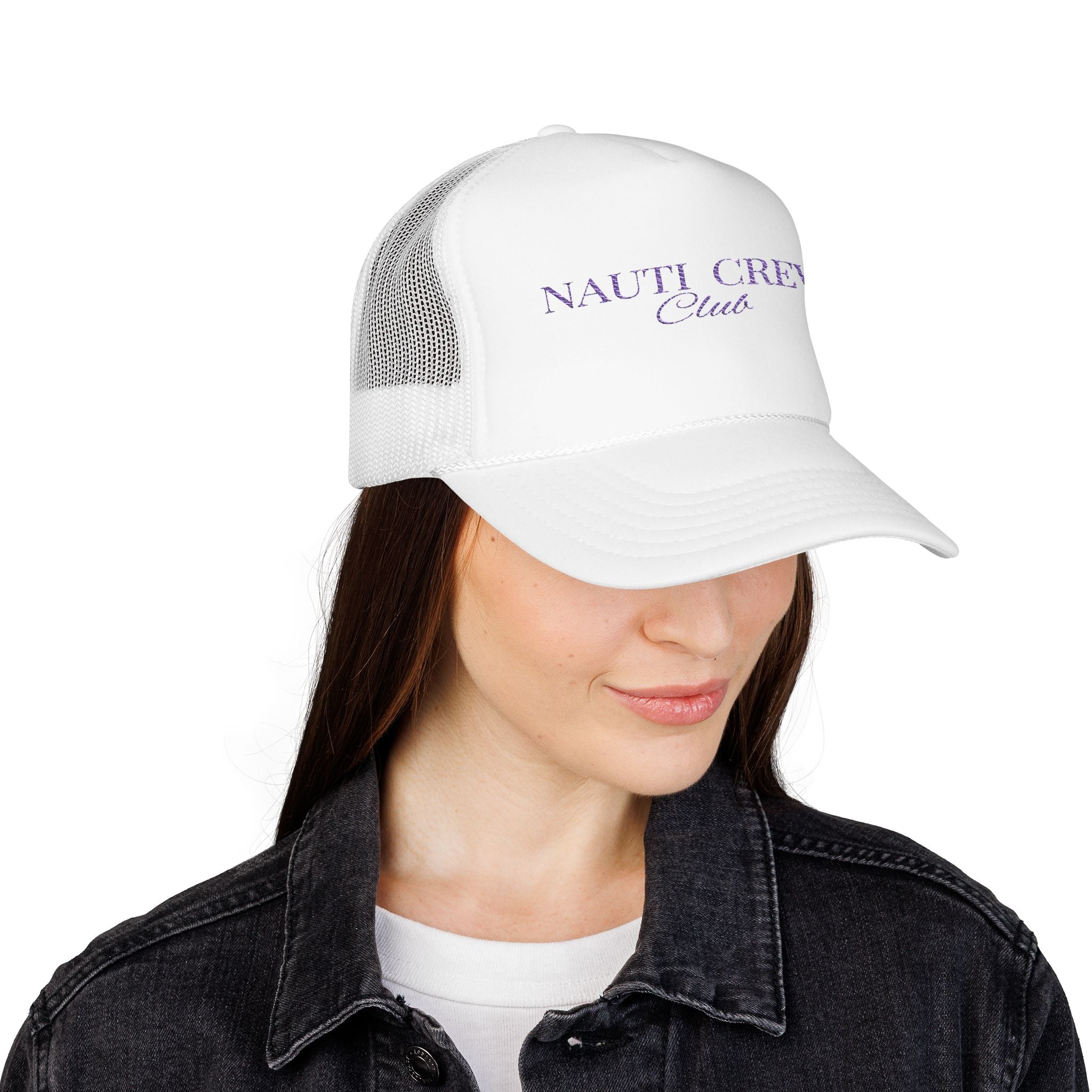 Matching- "Nauti Crew Club" -Trucker Hat, Embroidered Foam Hat for Boating, Nautical Gift, Beachwear Accessory, Summer Fashion
