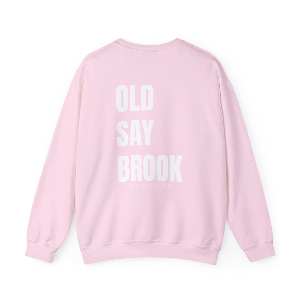 Adult- "Return To" (Front) - "Old Saybrook" (Back) -White Writing -Unisex Crewneck Sweatshirt
