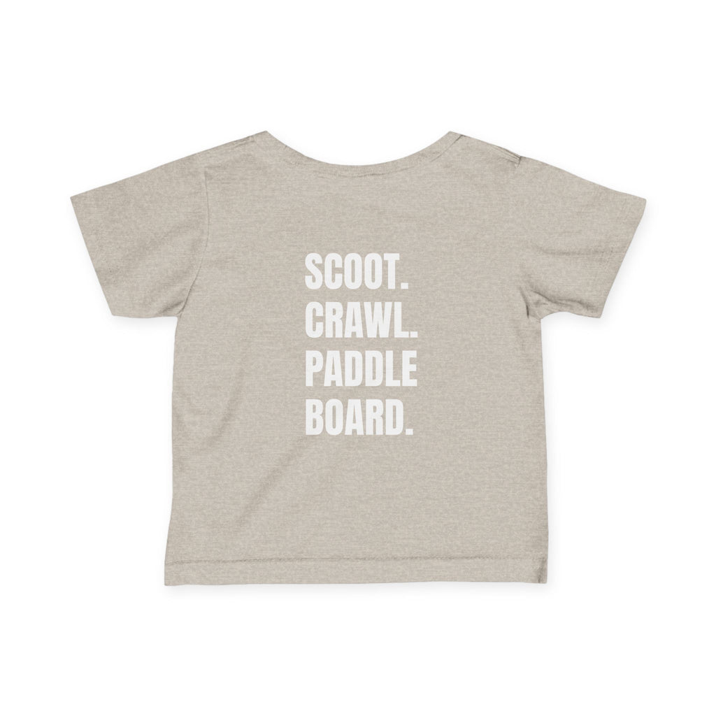 Infant- "Scoot. Crawl. Paddleboard." Adventure Tee- in white writing - Playful Baby Shirt for Active Explorers, Cute Toddler Gift, Fun Summer Wear, Baby Shower Present