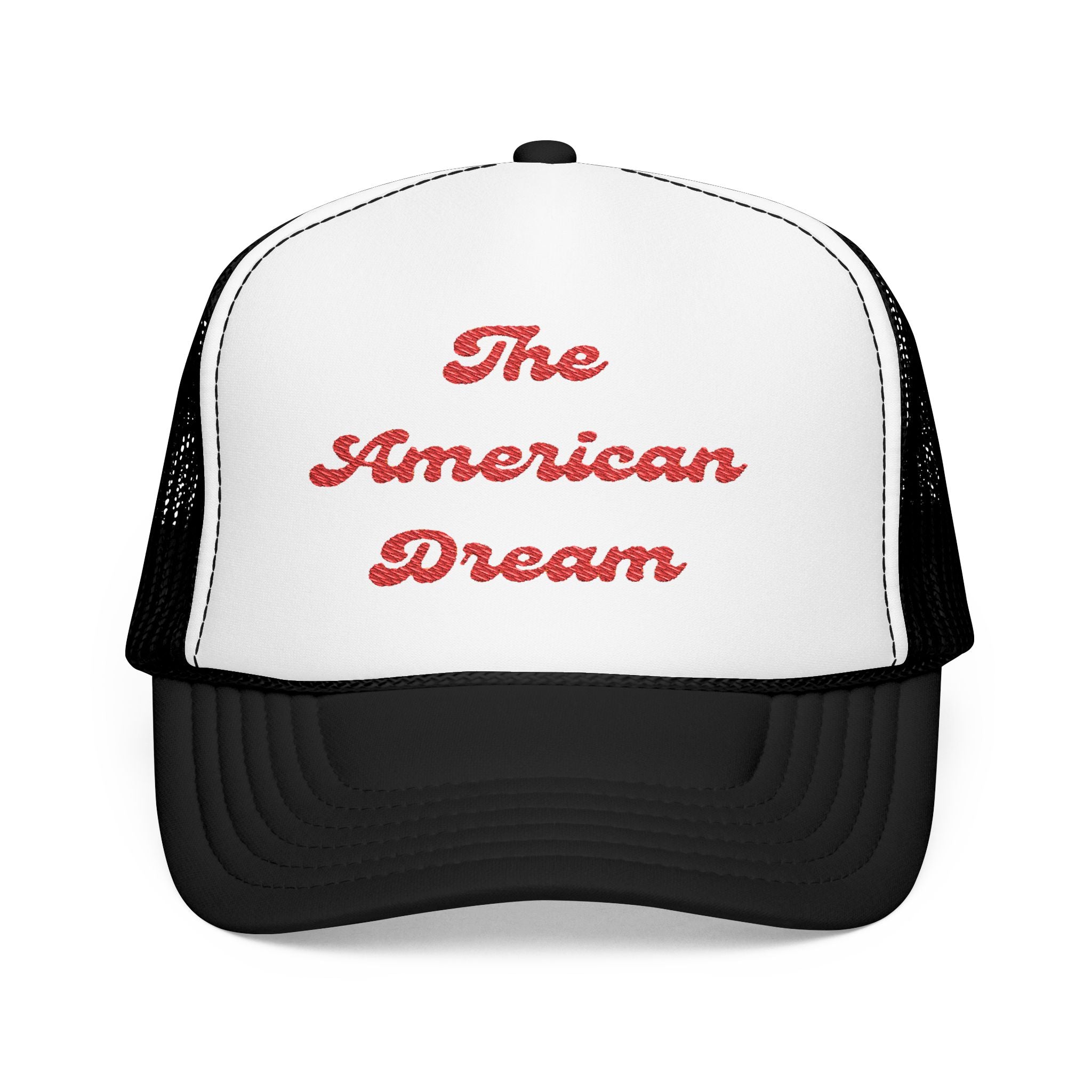 "The American Dream"- Foam Trucker Hat, Embroidered Cap, BBQ Hat, Perfect Gift for Grilling Enthusiasts, Summer BBQ Accessory, Fun Party Hat