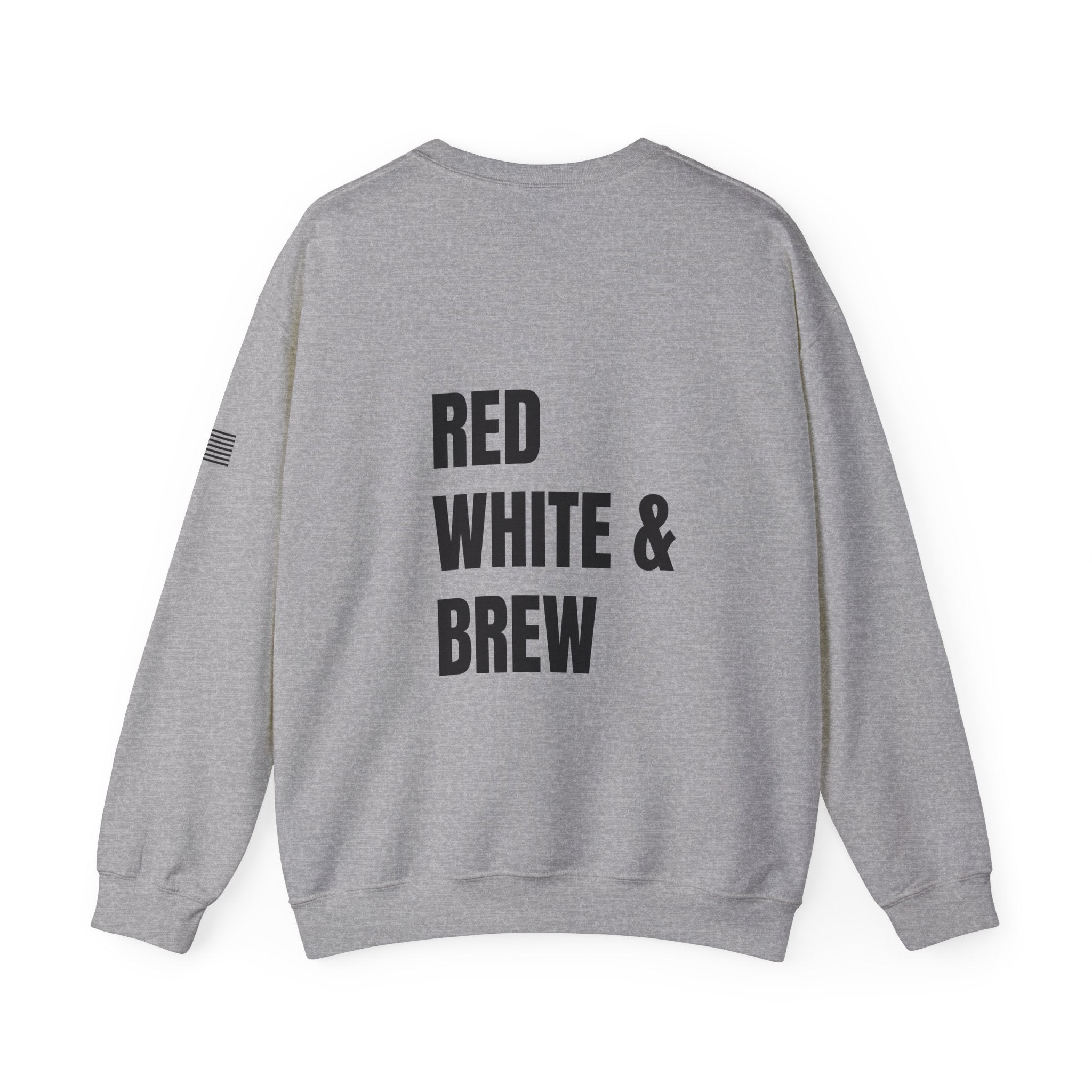 Adult- "'Merica" (Front) "Red White & Brew" (Back)- Unisex Crewneck Sweatshirt, Fourth of July, Summer Fun, Boat Days