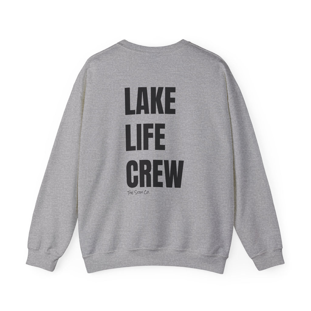Adult- "Made for this"- (Front)  "Lake Life Crew" (Back)- Black Writing- Unisex Crewneck Sweatshirt