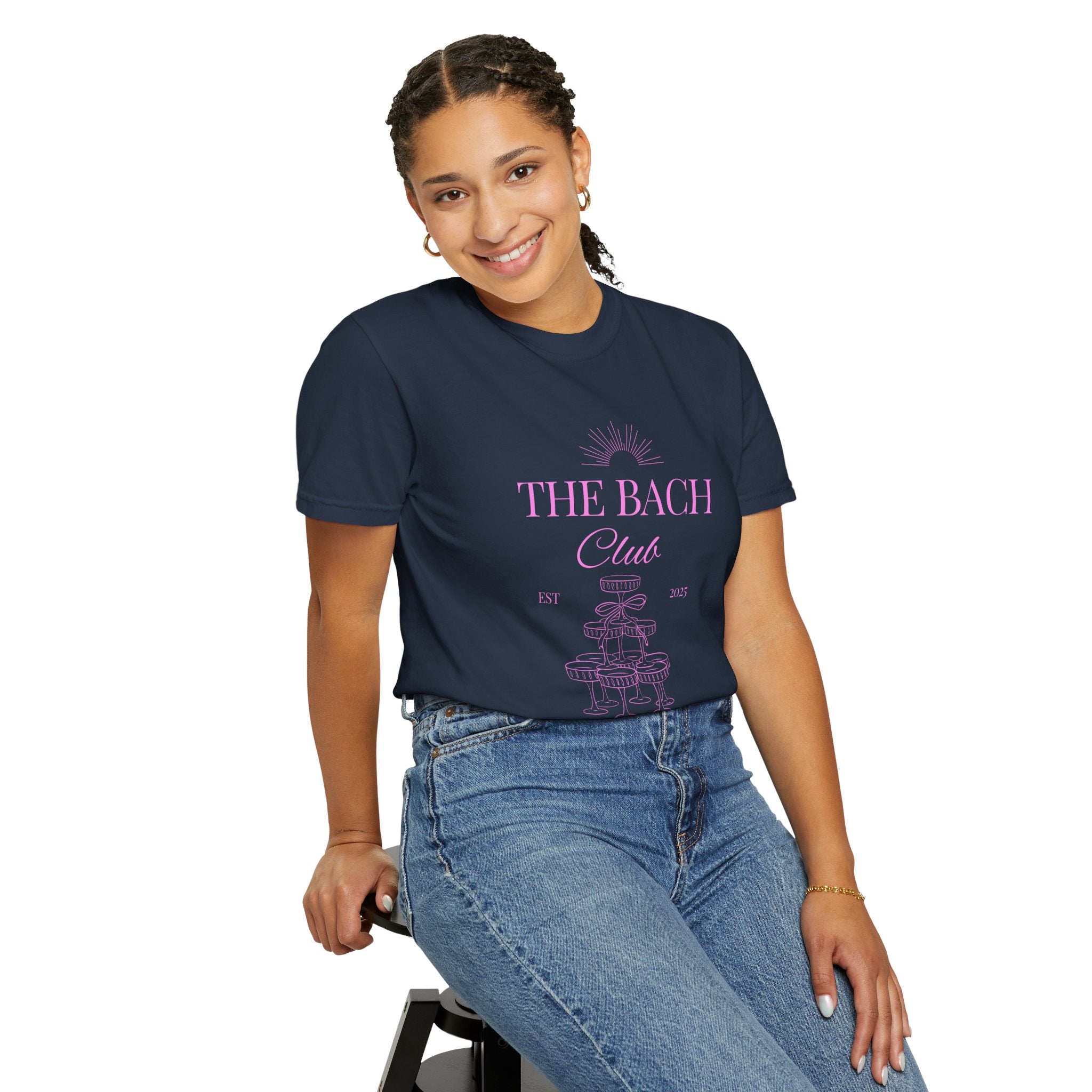 Matching "The Bach Club -Last Splash- Candlewood Lake" -T-Shirt in Pink Writing- Choose a Color- Perfect for Bachelorette and Wedding Parties- Unisex Vacation Top, Sailor Humor Apparel