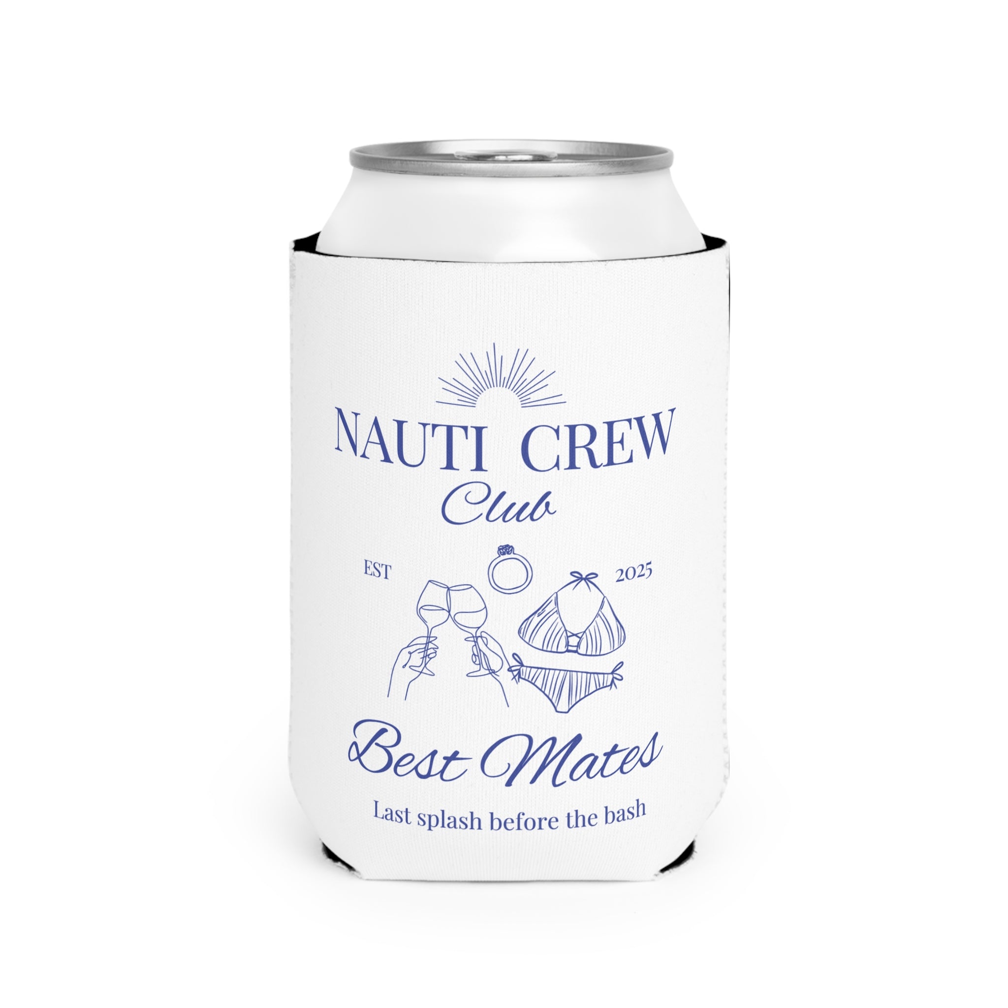 Nauti Crew Koozie- Nautical Bachelorette or Wedding Parties, Beach Gifts, Best Mates Celebration, Summer BBQs, Boat Outings