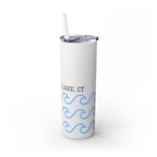 Personalized Skinny Tumbler with Straw - Coastal Waves Design, 20oz