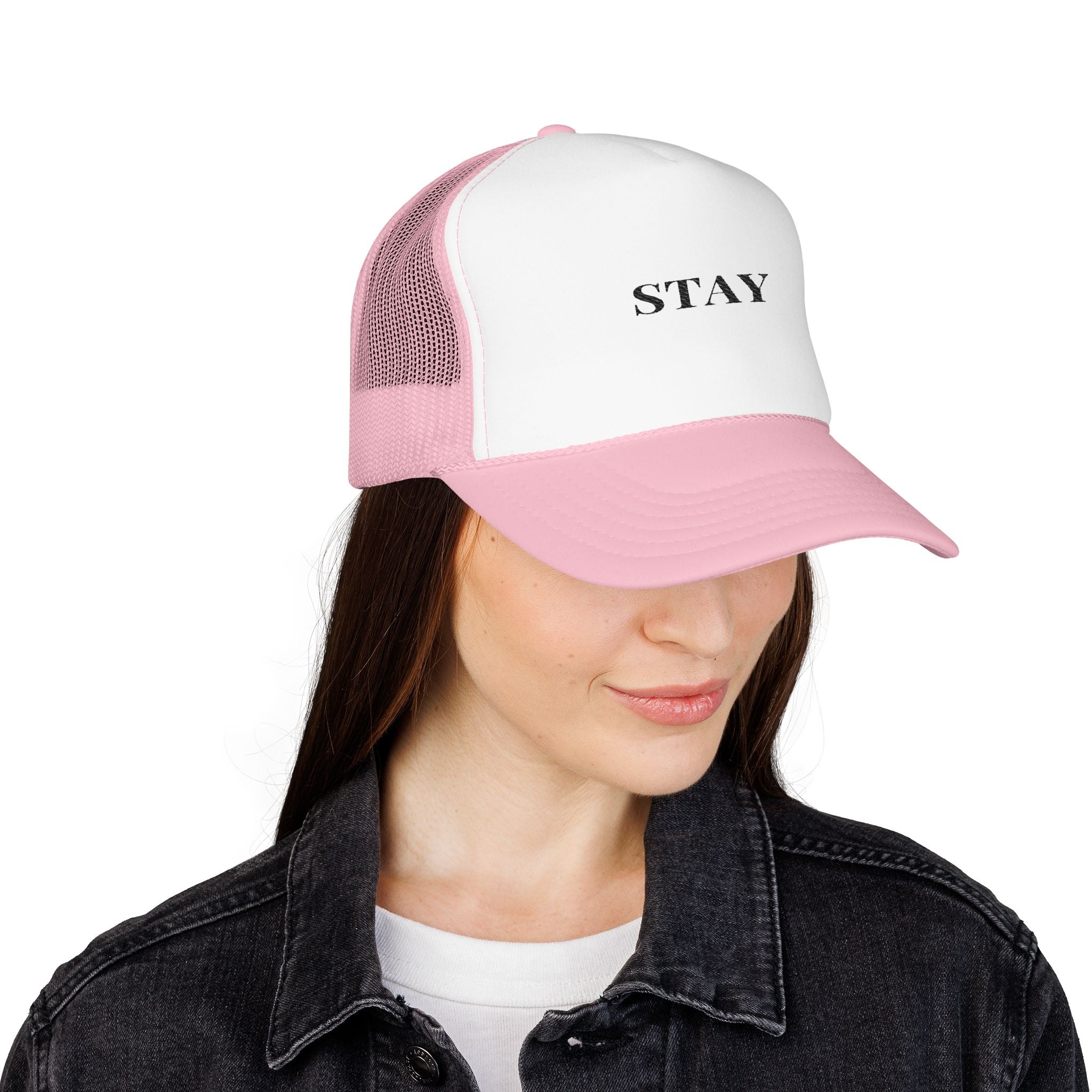 Foam Trucker Hat with 'STAY' Embroidery | Cool Casual Style, Gift for Trendsetters, Outdoor Events, Summer Fashion, Unisex Cap