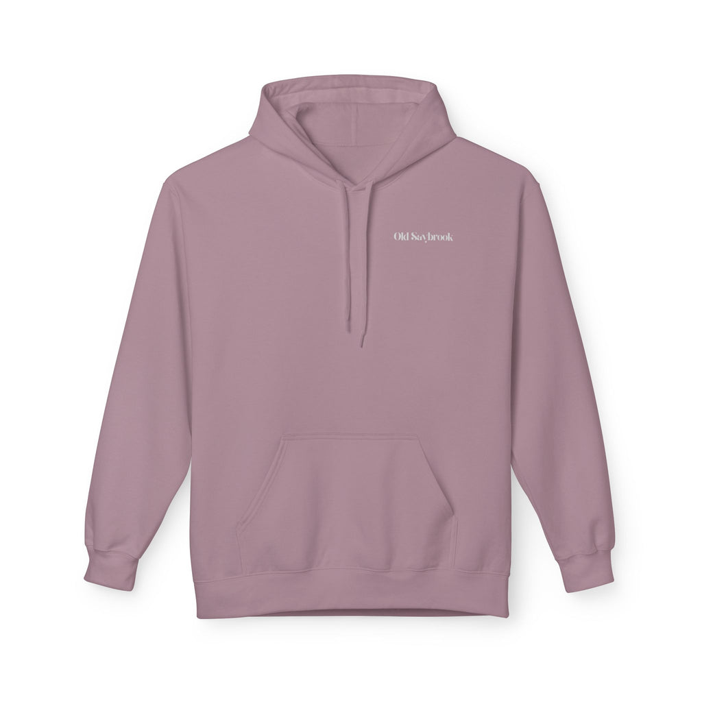 Adult- "Old Saybrook" (Front) Old Saybrook Light House (Back) - White Writing Hoodie