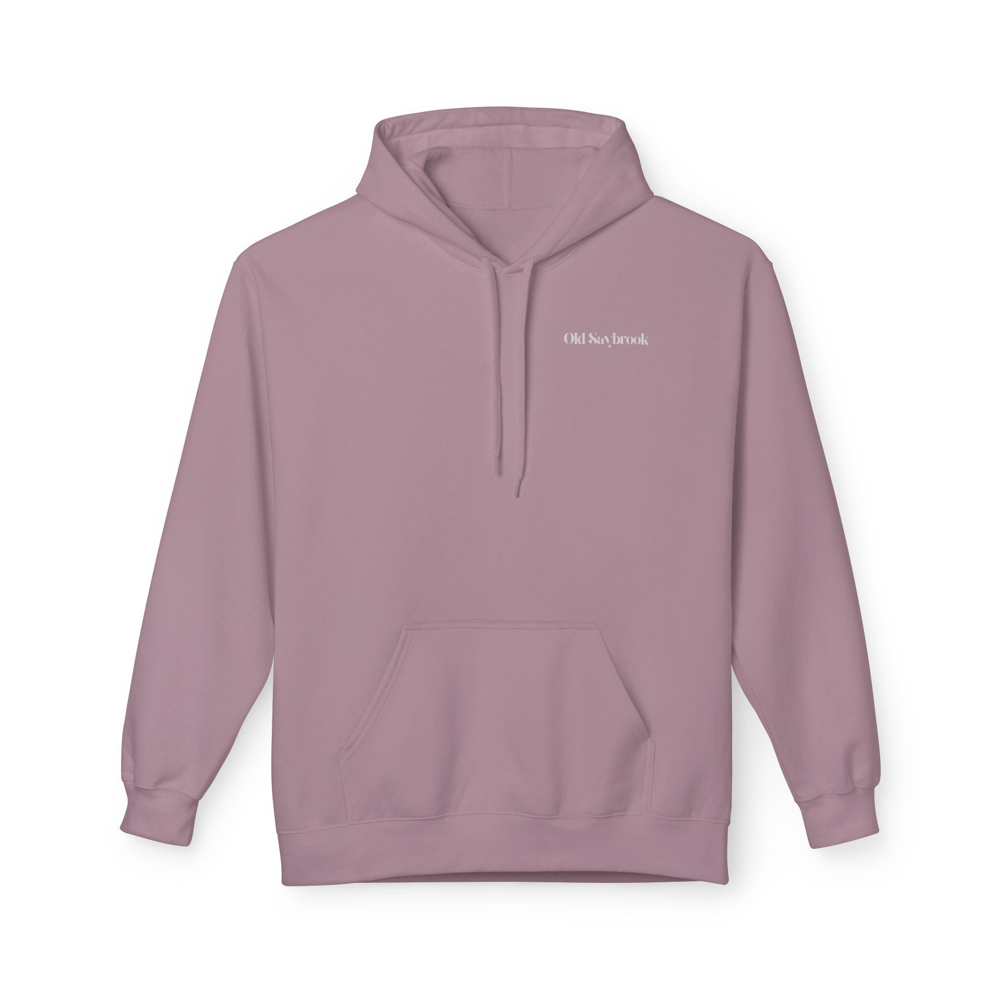 Adult- "Old Saybrook" (Front) Old Saybrook Light House (Back) - White Writing Hoodie