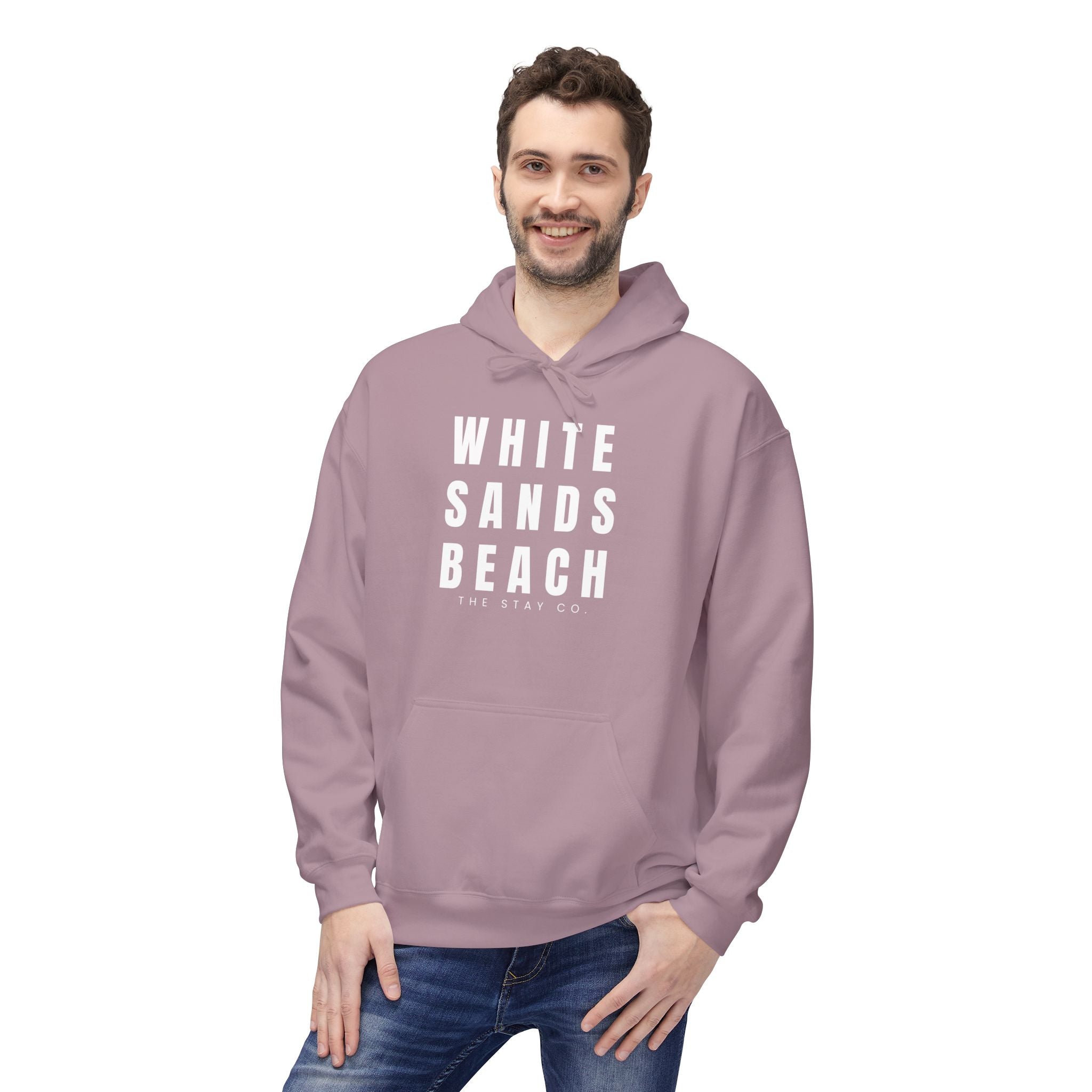 White Sands Beach Hoodie in White Writing