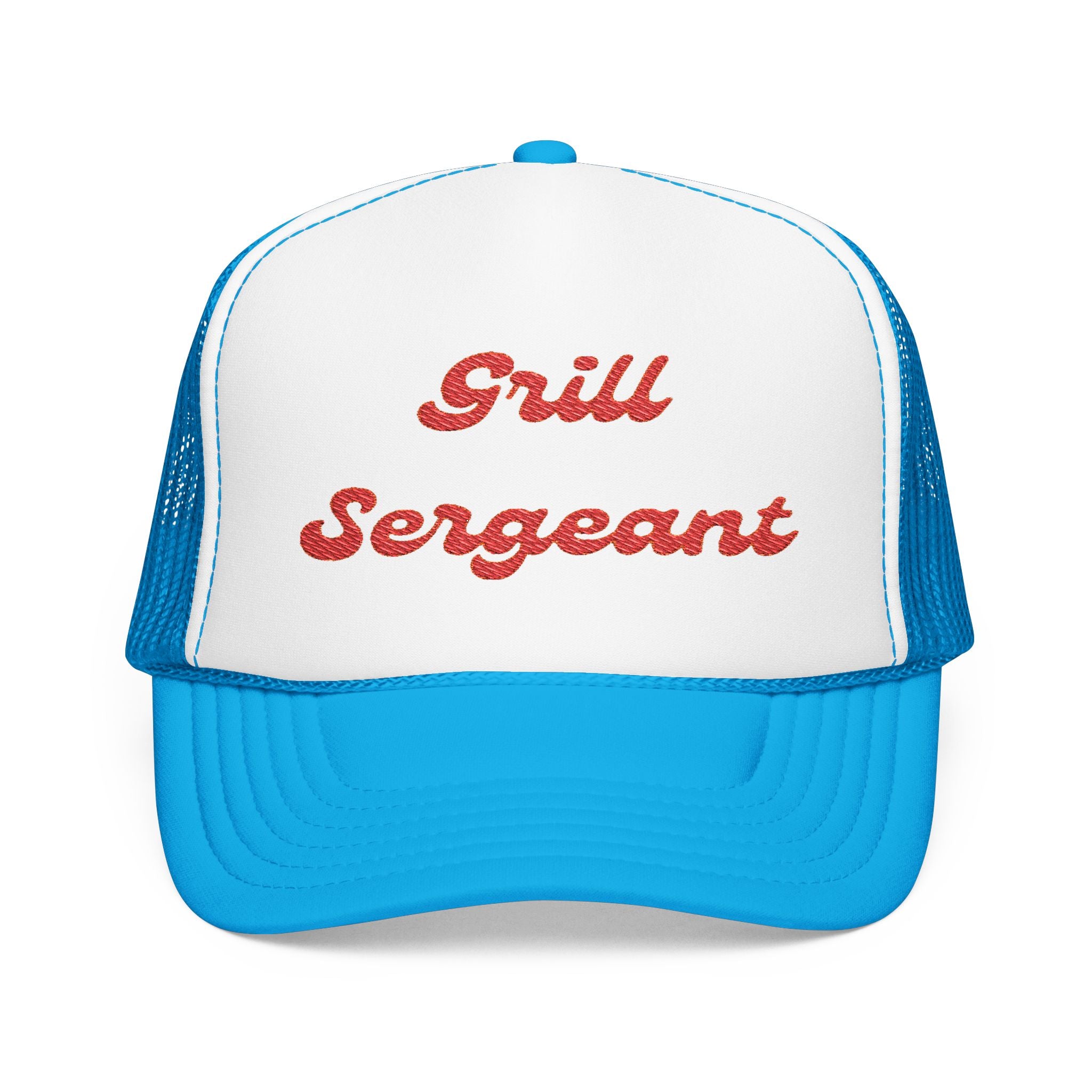 Grill Sergeant-Foam Trucker Hat, Embroidered Cap, BBQ Hat, Perfect Gift for Grilling Enthusiasts, Summer BBQ Accessory, Fun Party Hat