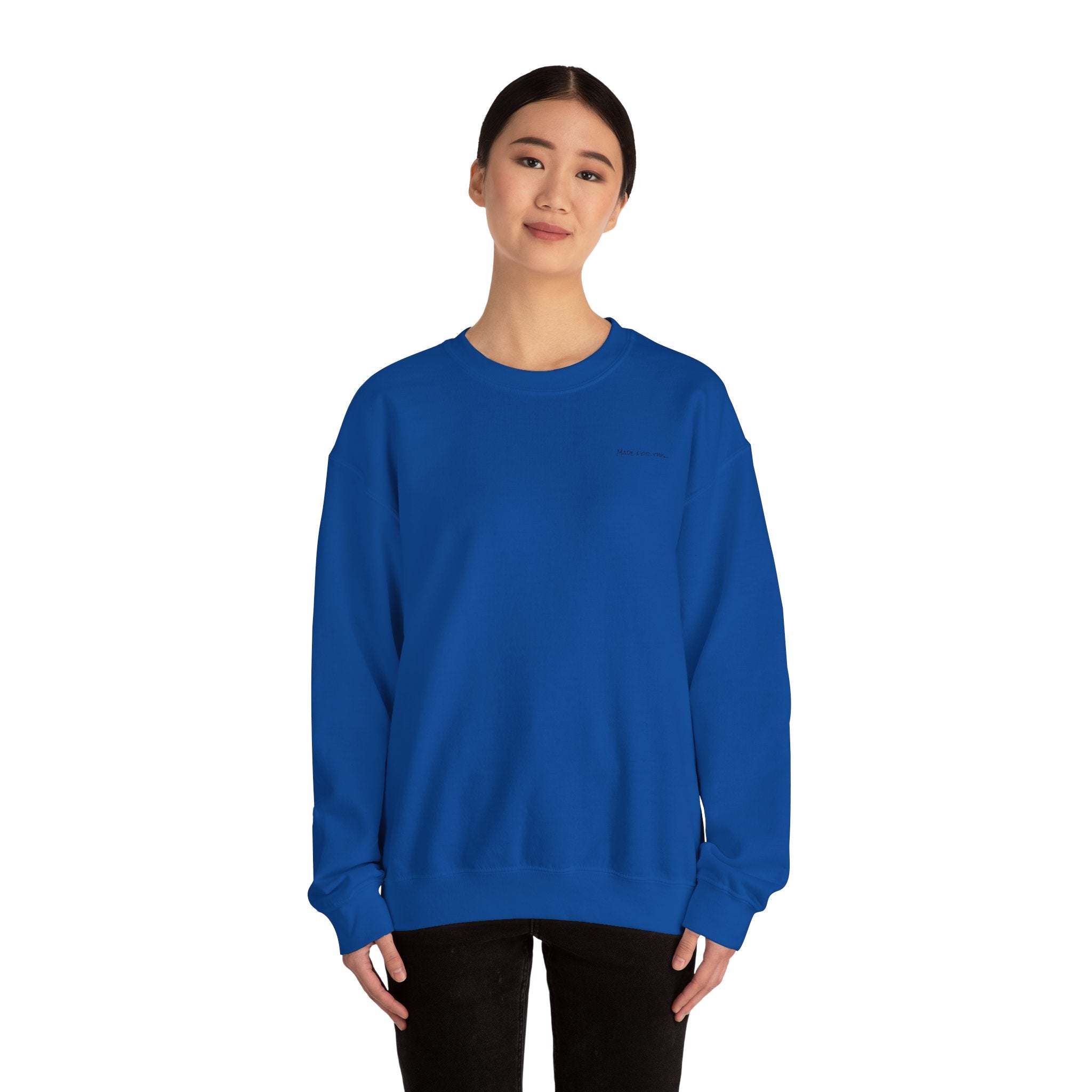 Adult- "Made for this"- (Front)  "Lake Life Crew" (Back)- Black Writing- Unisex Crewneck Sweatshirt