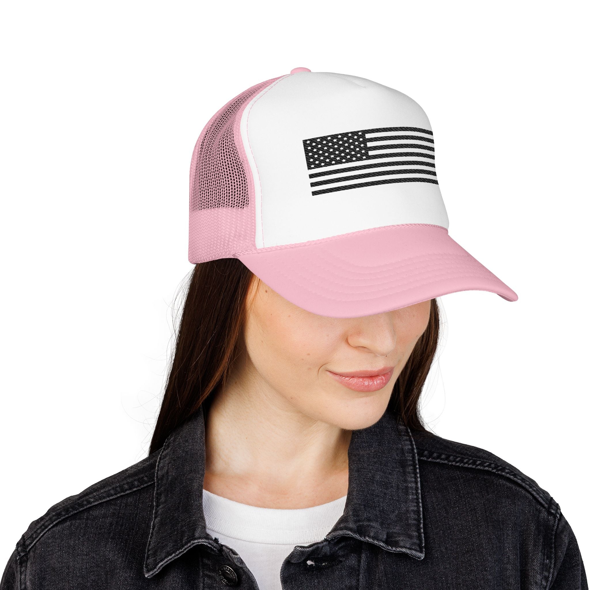 Flag- Foam Trucker Hat, Embroidered Cap, BBQ Hat, Perfect Gift for Grilling Enthusiasts, Summer BBQ Accessory, Fun Party Hat