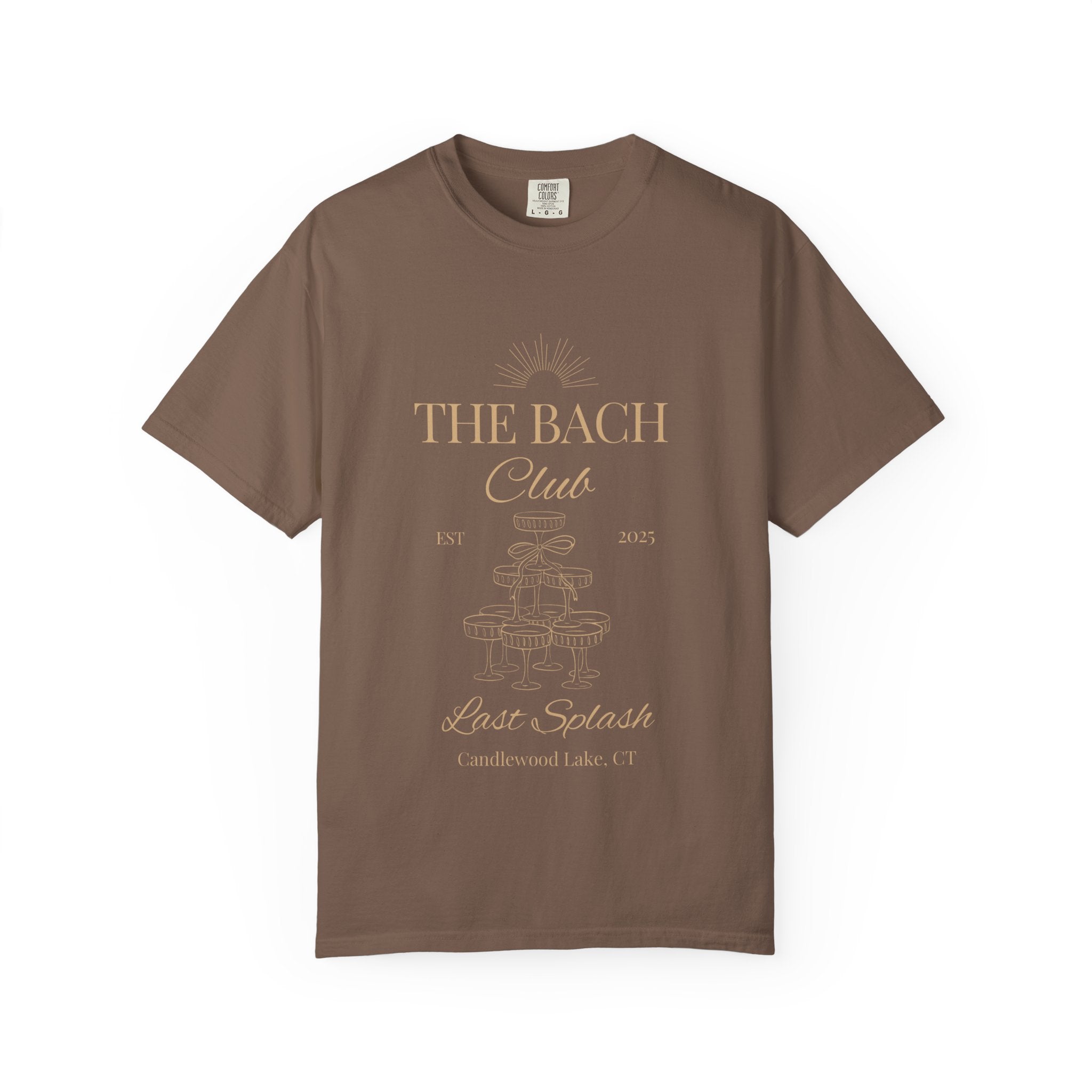 Matching "The Bach Club-Last Splash- Candlewood Lake" -In Beige Writing- Choose a Color Shirt- Perfect for Bachelorette and Wedding Parties- Unisex Vacation Top, Sailor Humor Apparel