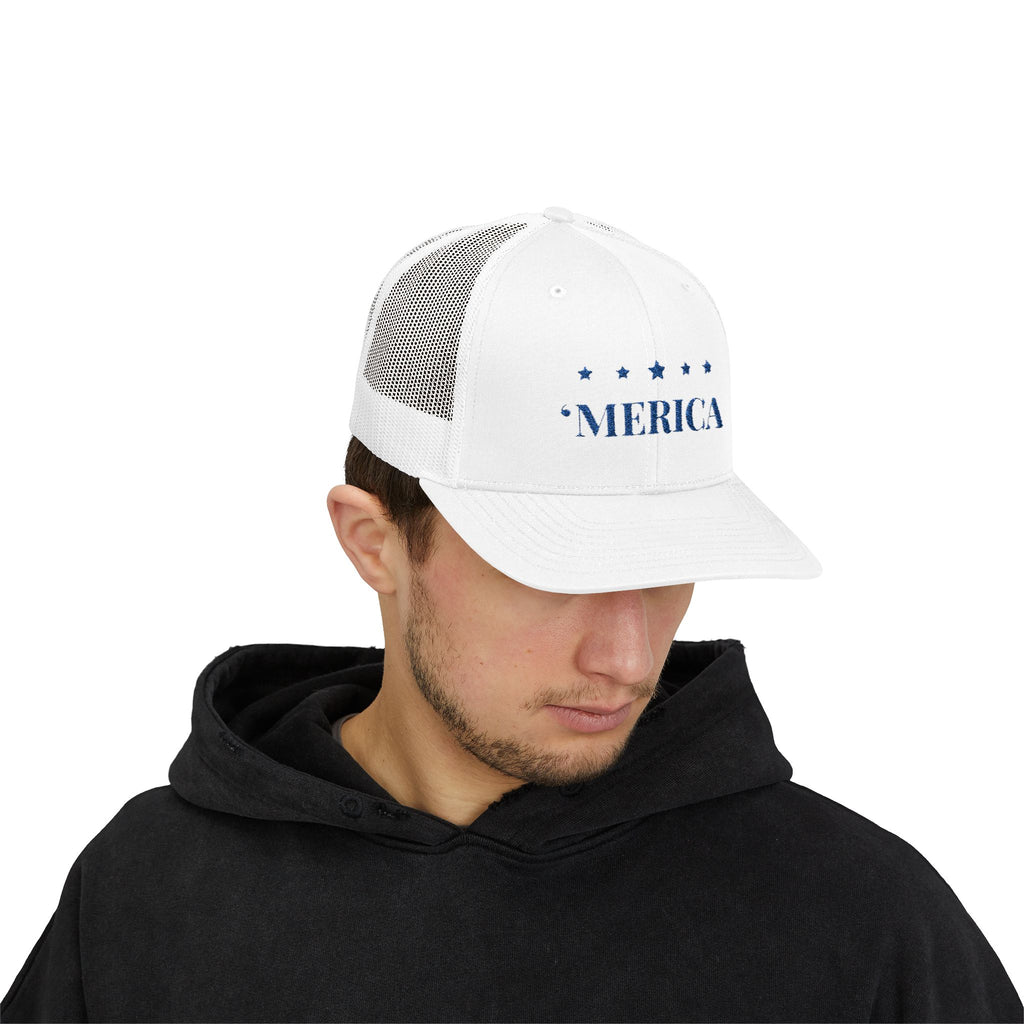 " 'Merica" Patriotic Snapback Trucker Cap | Cool Summer Hat | Perfect for BBQs, 4th of July
