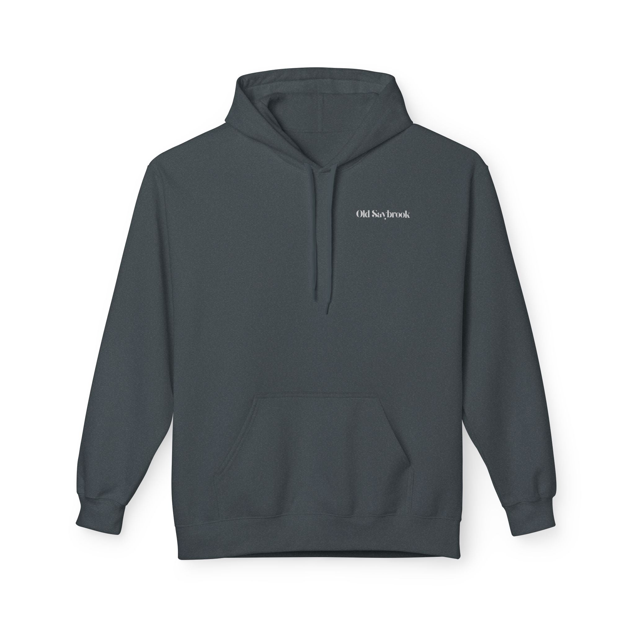 Adult- "Old Saybrook" (Front) Old Saybrook Light House (Back) - White Writing Hoodie