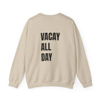 Adult- Teacher Crew Neck " Summer Time" (Front)  "Vacay All Day" (Back) -Crewneck Sweatshirt, Cozy Fall Apparel, Unisex Gift, Casual Style, September Vibes, Seasonal Fashion