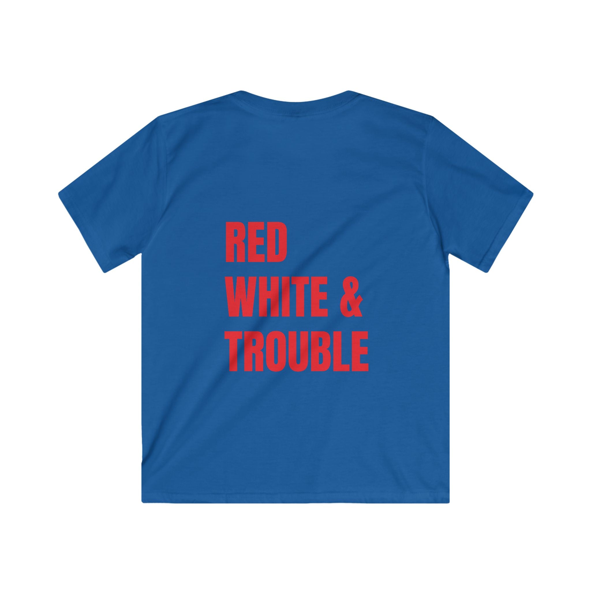 Kids Tee "Red, White & Trouble" (Back) "'Merica" (Front) , Perfect for Birthday Gifts, 4th of July, Celebration Wear, Everyday Fun, Playtime Outfits