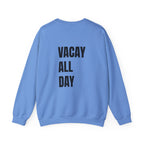 Adult- Teacher Crew Neck " Summer Time" (Front)  "Vacay All Day" (Back) -Crewneck Sweatshirt, Cozy Fall Apparel, Unisex Gift, Casual Style, September Vibes, Seasonal Fashion