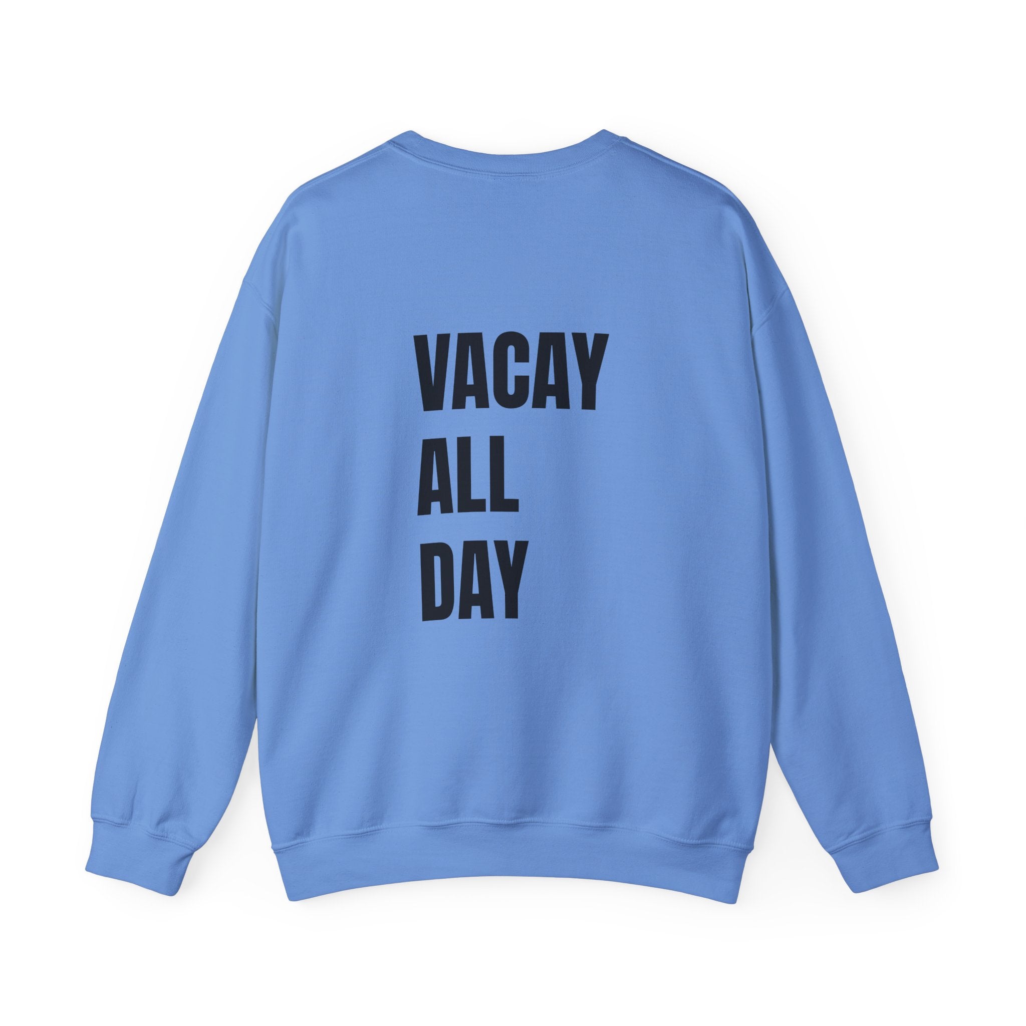 Adult- Teacher Crew Neck " Summer Time" (Front)  "Vacay All Day" (Back) -Crewneck Sweatshirt, Cozy Fall Apparel, Unisex Gift, Casual Style, September Vibes, Seasonal Fashion
